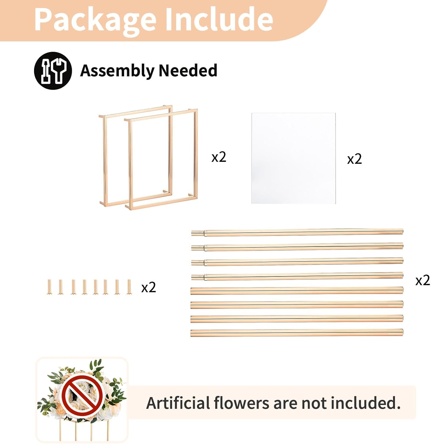 Nuptio Vaso D'oro per Centrotavola di Nozze - 2 Pezzi 100cm - immagine 6