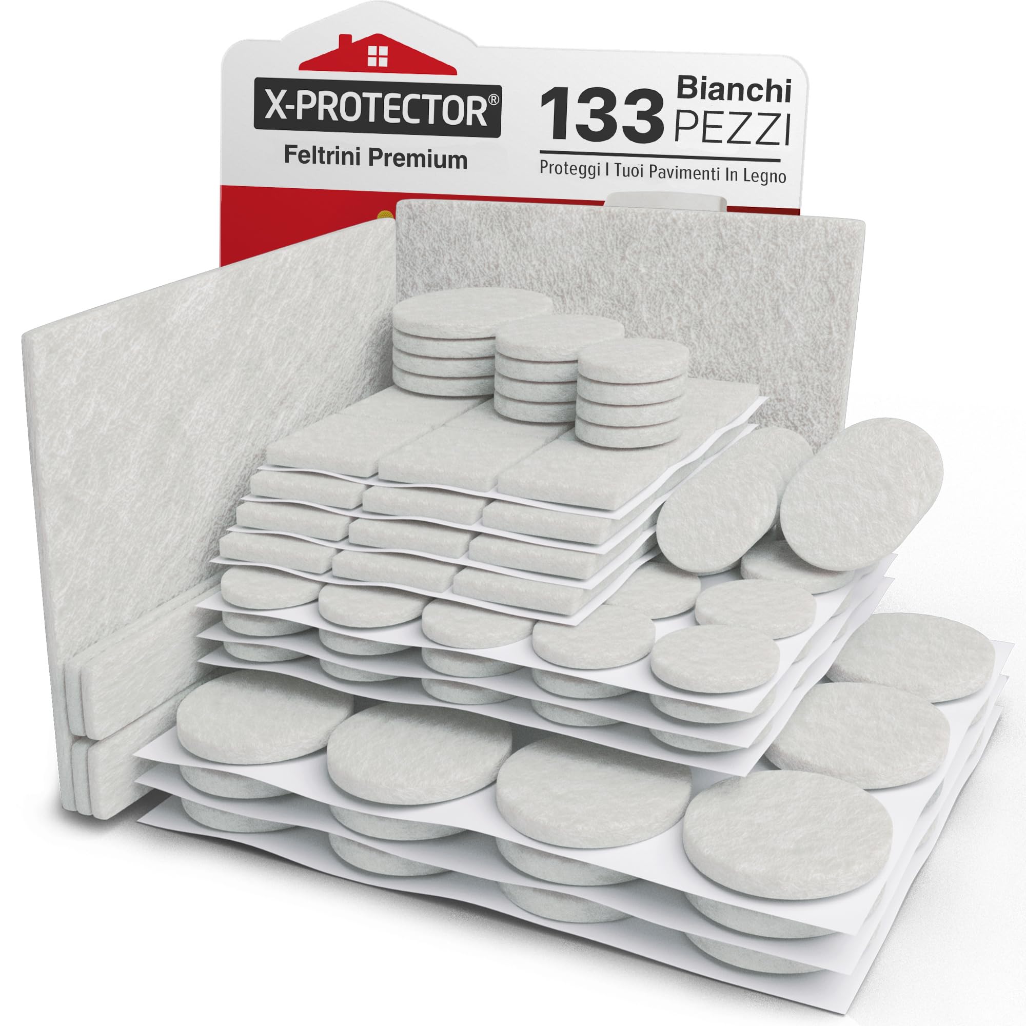 X-protector - Cuscinetti in Feltro per Mobili, 133 pz