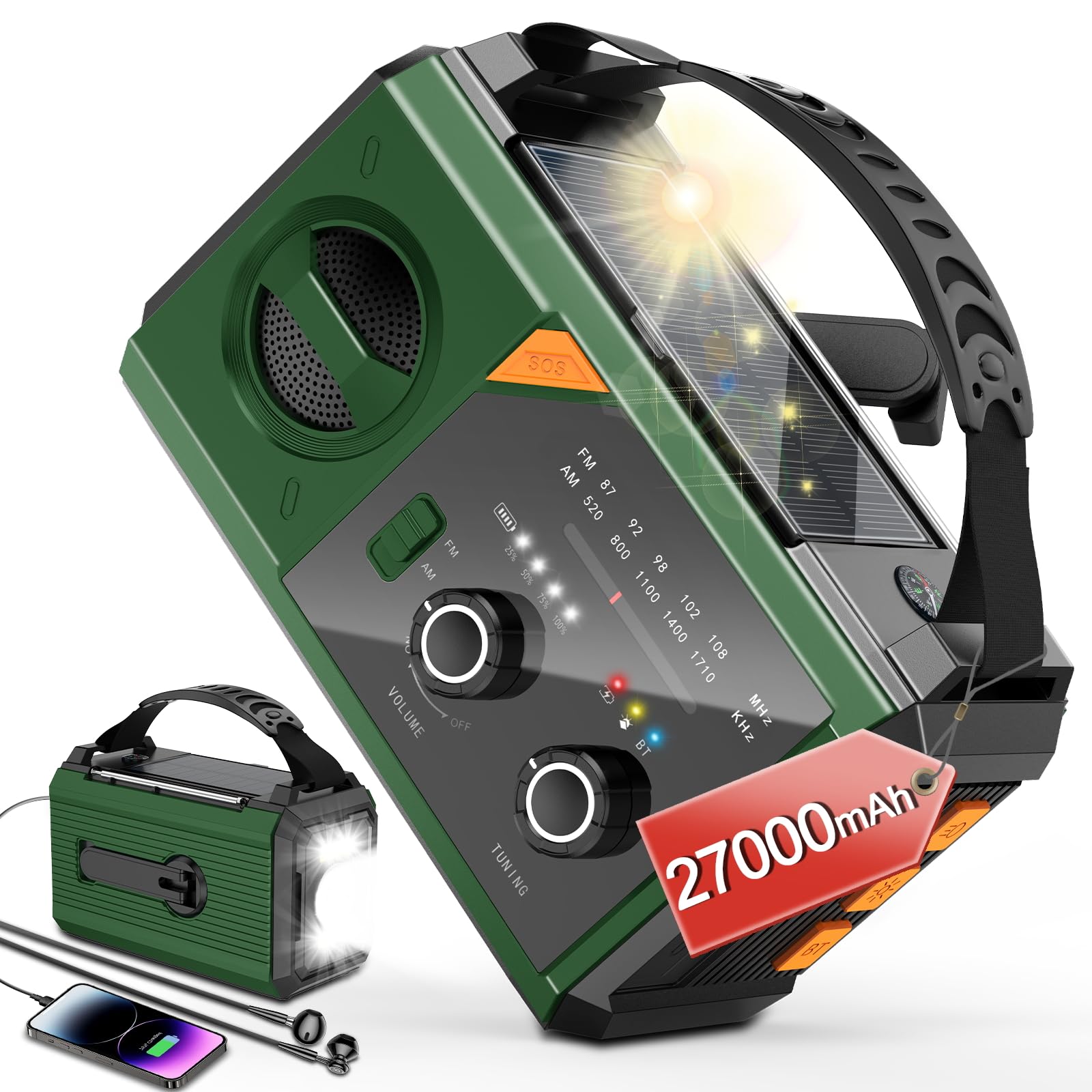 Wholede 27000mAh Radio Manovella con Bluetooth
