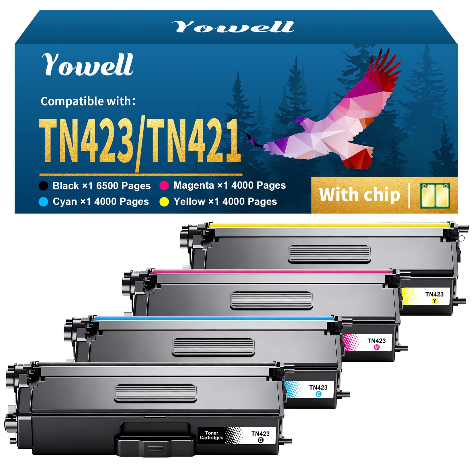 Yowell TN423 MFC-L8690CDW Toner compatibile per Brother TN-423 TN-421 per Brother MFC-L8690CDW Toner per HL-L8260CDW DCP-L8410CDW HL-L8360CDW MFC-L8900CDW 8690CDW 8260CDW (TN 423, confezione da 4)