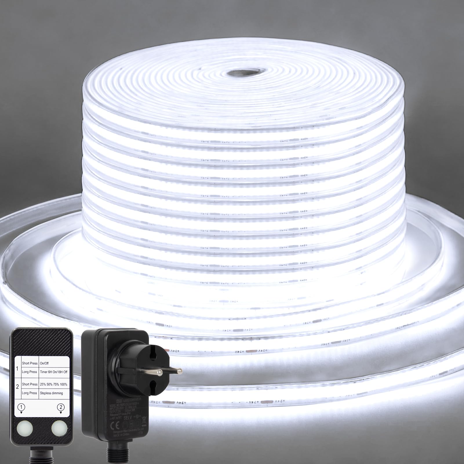 COB Striscia LED 15M Bianco 6500K 24V Dimmerabile