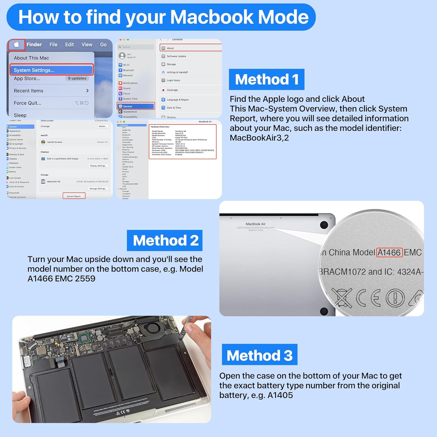 Batteria di ricambio per MacBook Air 13'' A1466 7200 mAh - immagine 5
