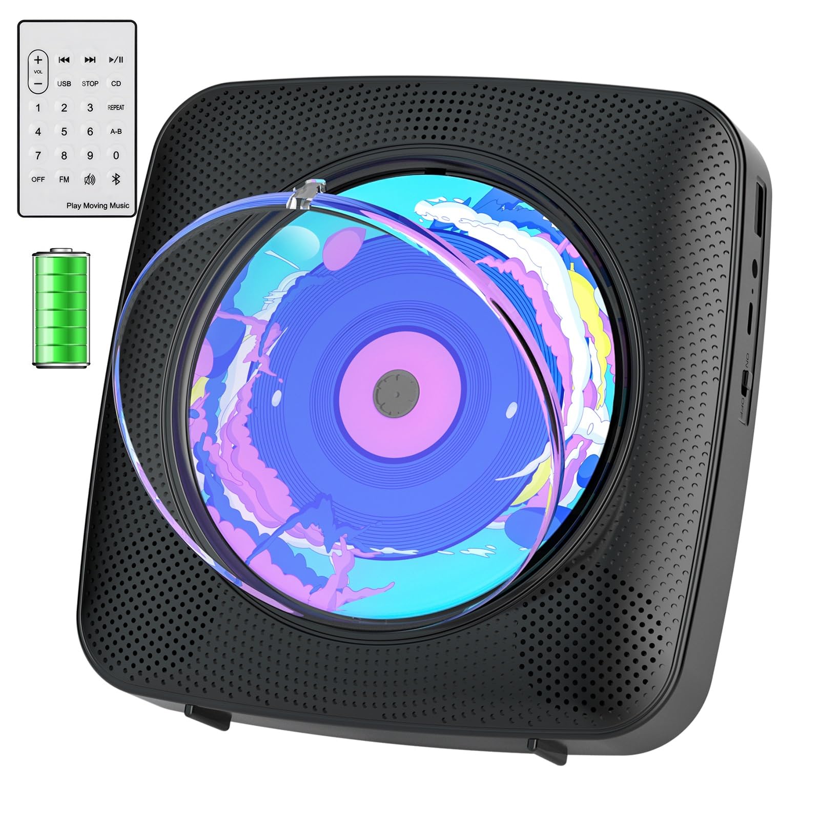 Kegaudio Lettore CD Portatile Bluetooth con Altoparlante, Nero