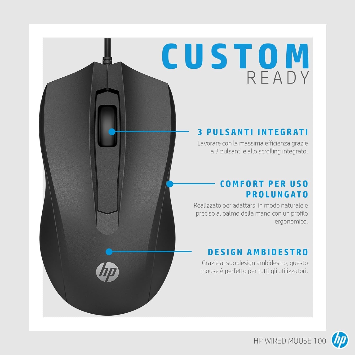 Hp 100 Mouse Cablato Nero - immagine 4