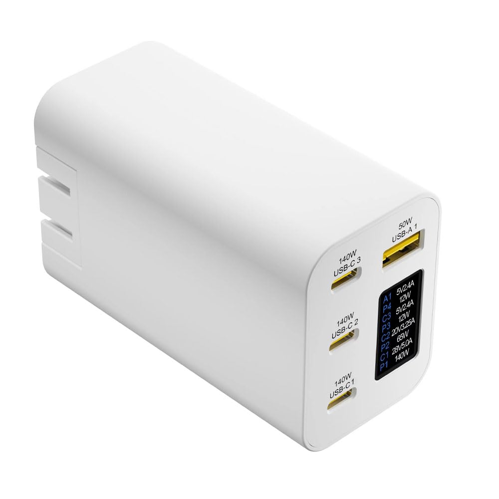 Sjjjs Caricabatterie GaN 280W con Display OLED 4 Porte