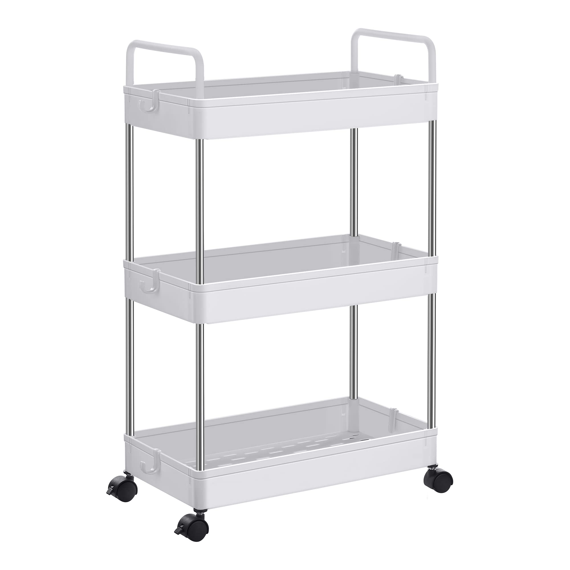 Songmics Carrello Portaoggetti 3 Ripiani con Ruote, Bianco