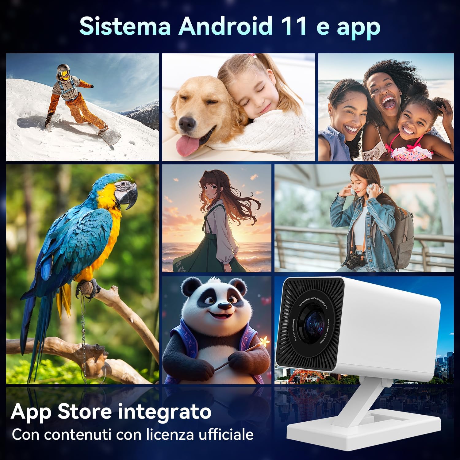 Mini Proiettore 4K Android 11 Portatile Full HD 1080P - immagine 2