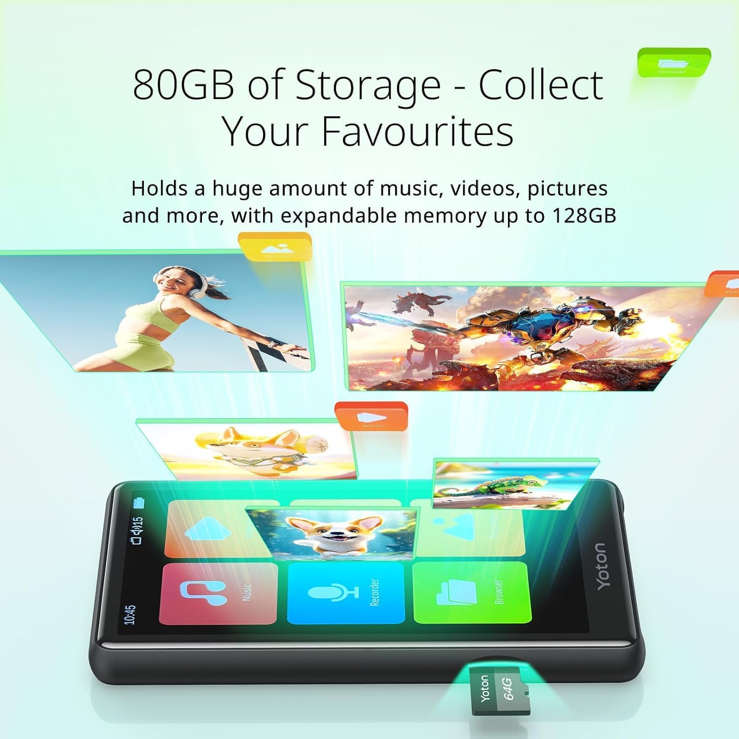 Yoton Lettore MP3 Bluetooth Touchscreen 4.0" con Cuffie - immagine 4