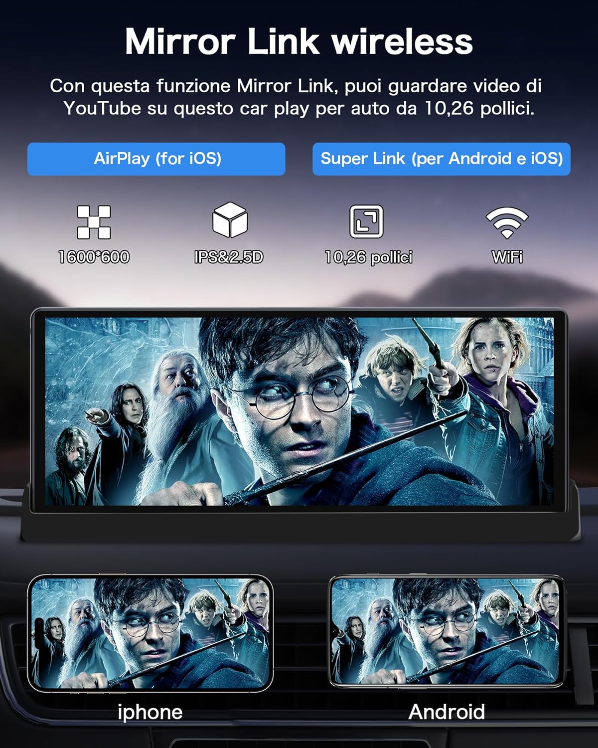 CarPlay Wireless Android Auto - Schermo Auto 10,26 Pollici - immagine 5