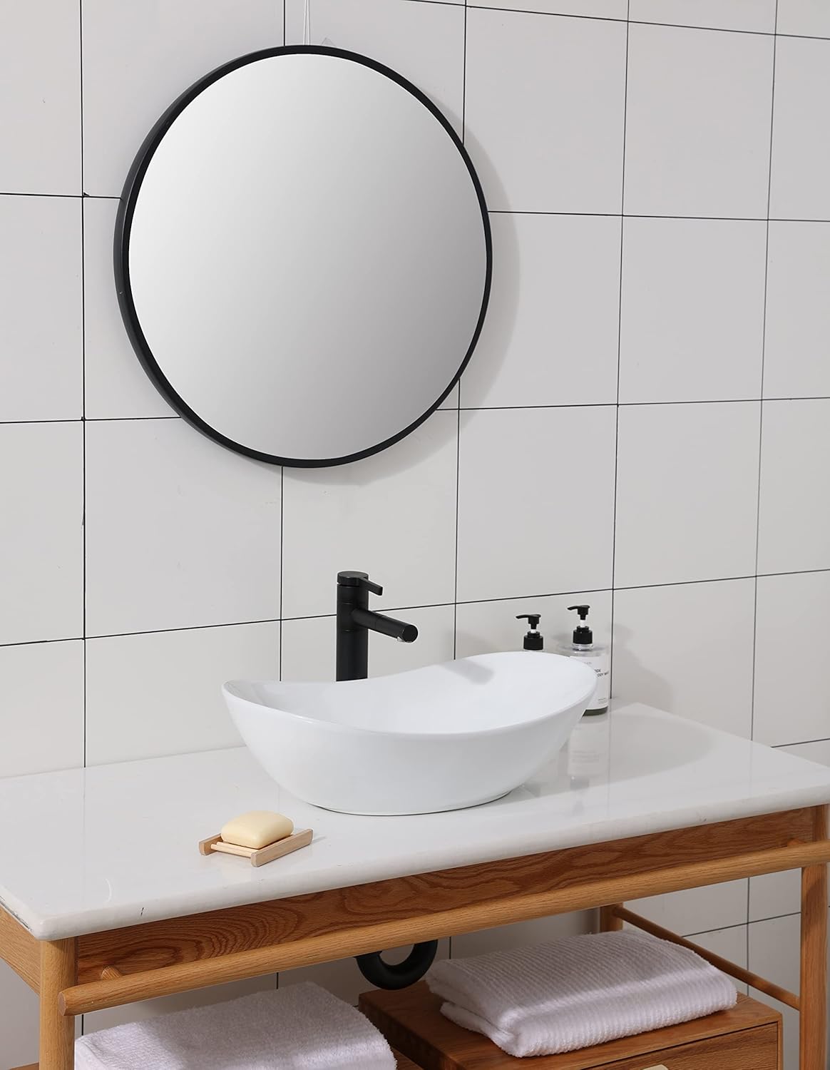 Schwänlein Lavabo a mano, 52 x 32 x 14 cm, in ceramica, colore: bianco