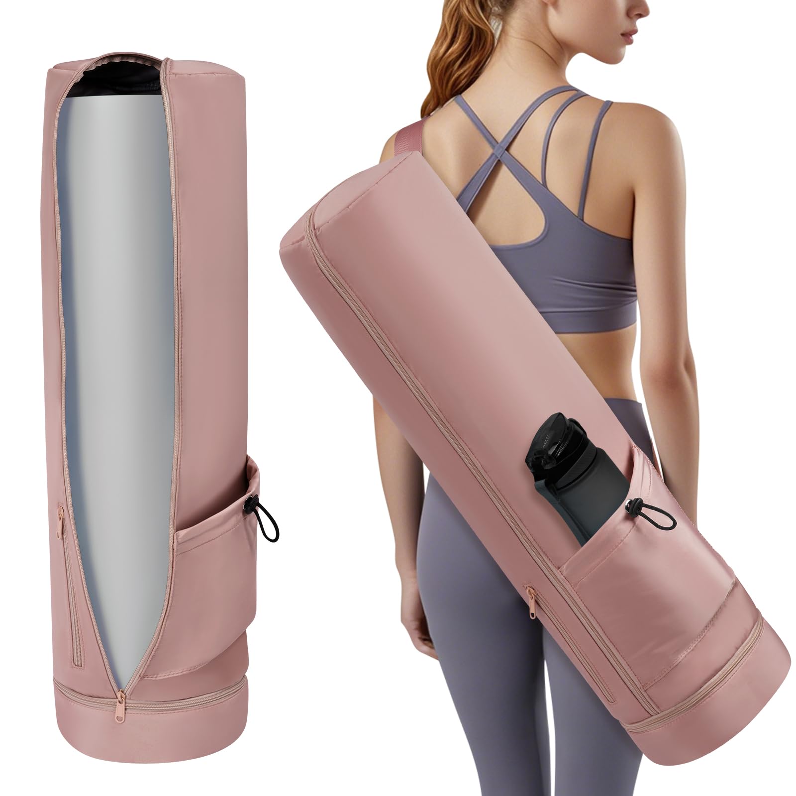 Borsa per Tappetino Yoga, Borsa da Yoga Donna, Borse Yoge Porta Tappetino con Tracolla Regolabile, Tappetino da Yoge con Scomparto Umido Tasca, per Pilates, Fitness