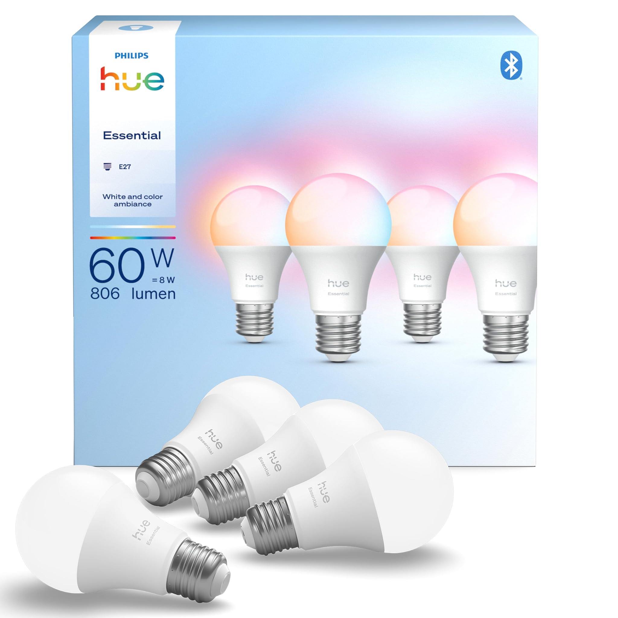 Philips Hue Essential Smart LED A60 E27 - Conf. da 4
