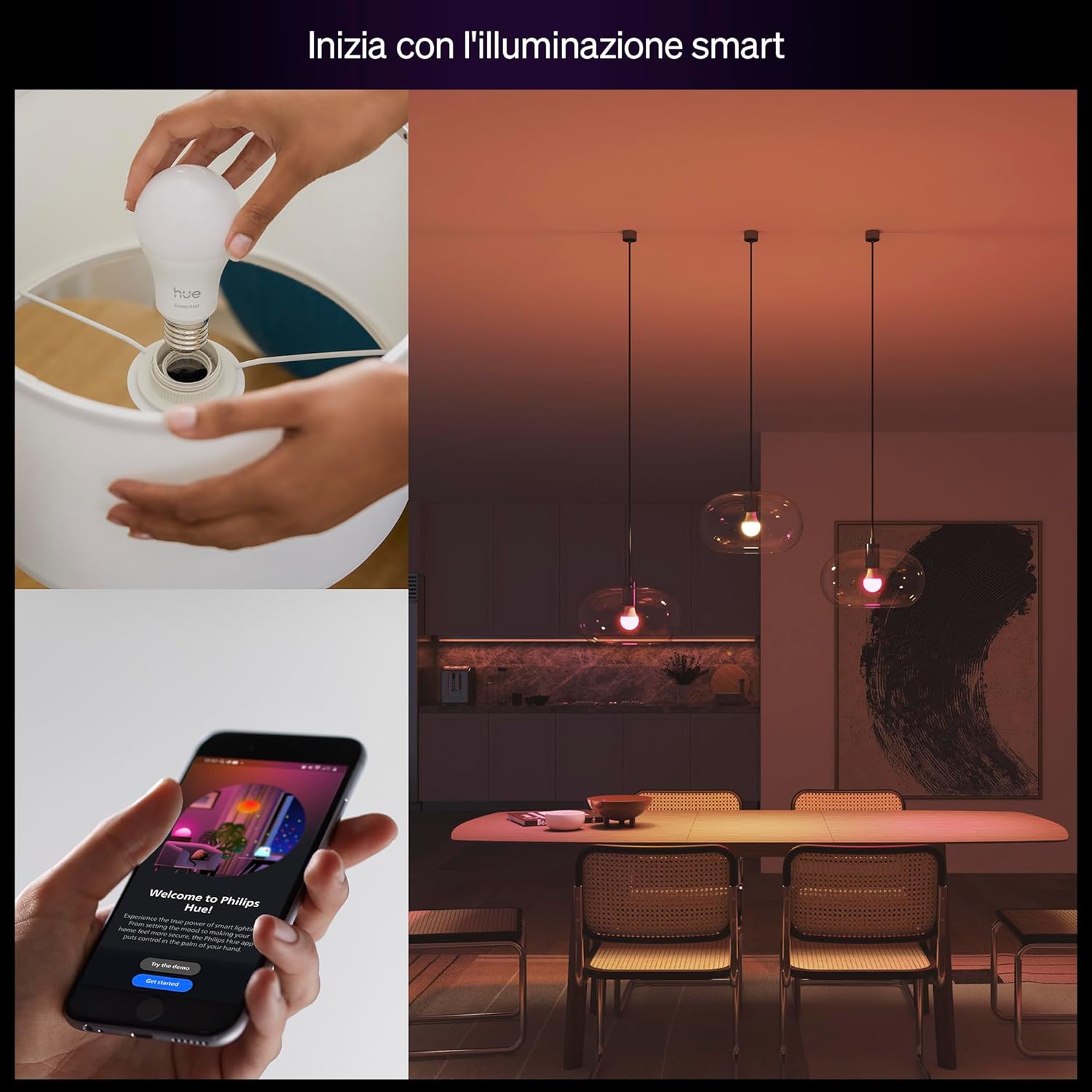 Philips Hue Essential Smart LED A60 E27 - Conf. da 4 - immagine 2