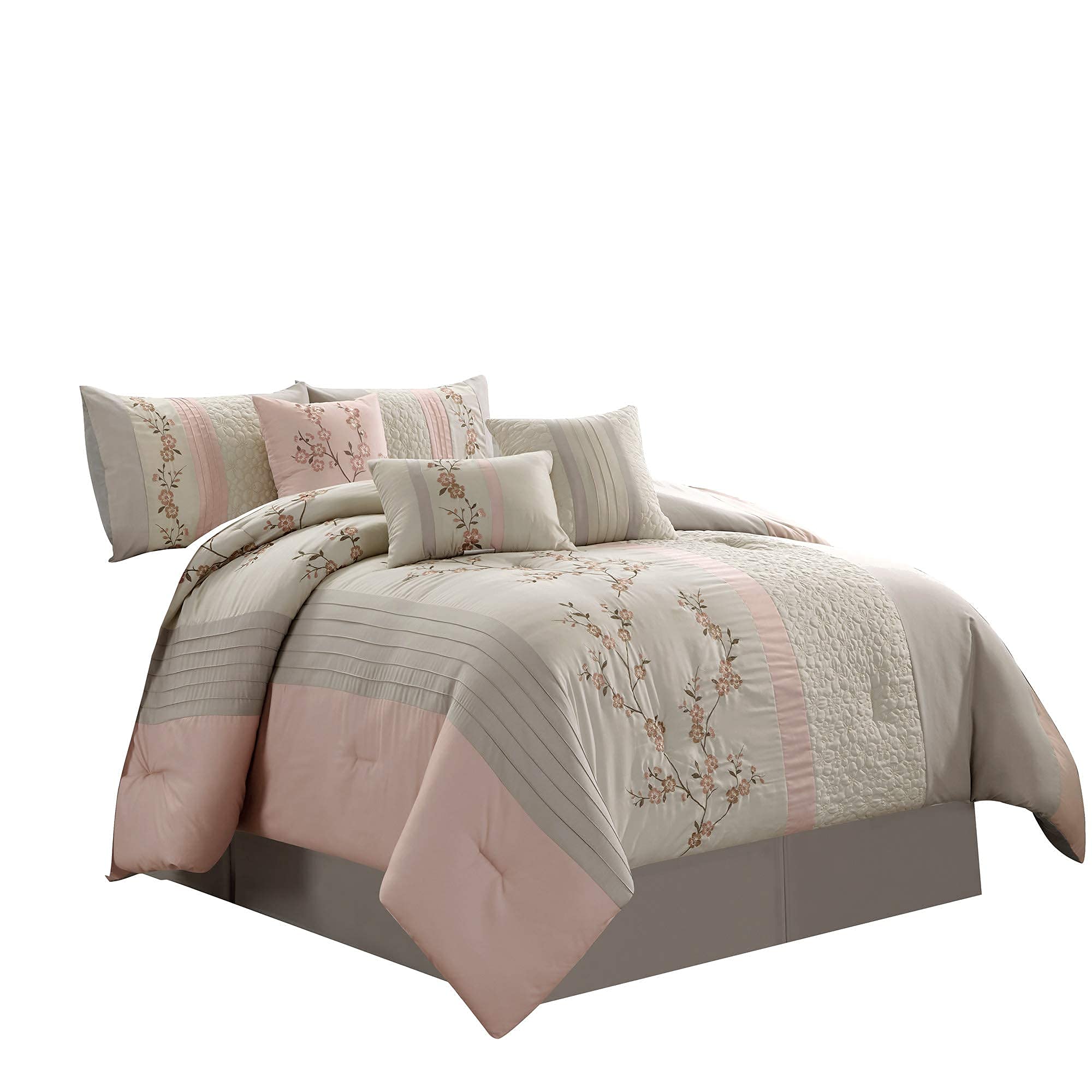 Chezmoi Collection Linnea - Set di biancheria da letto king size da 7 pezzi