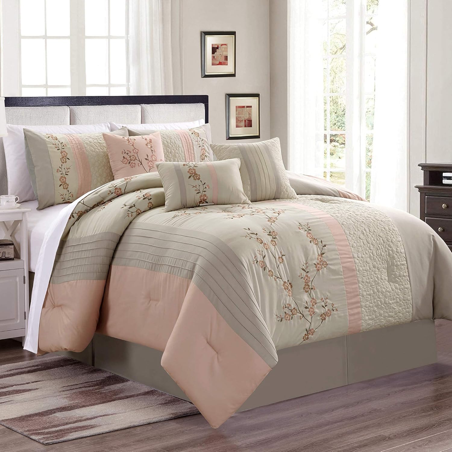 Chezmoi Collection Linnea - Set di biancheria da letto king size da 7 pezzi - immagine 2