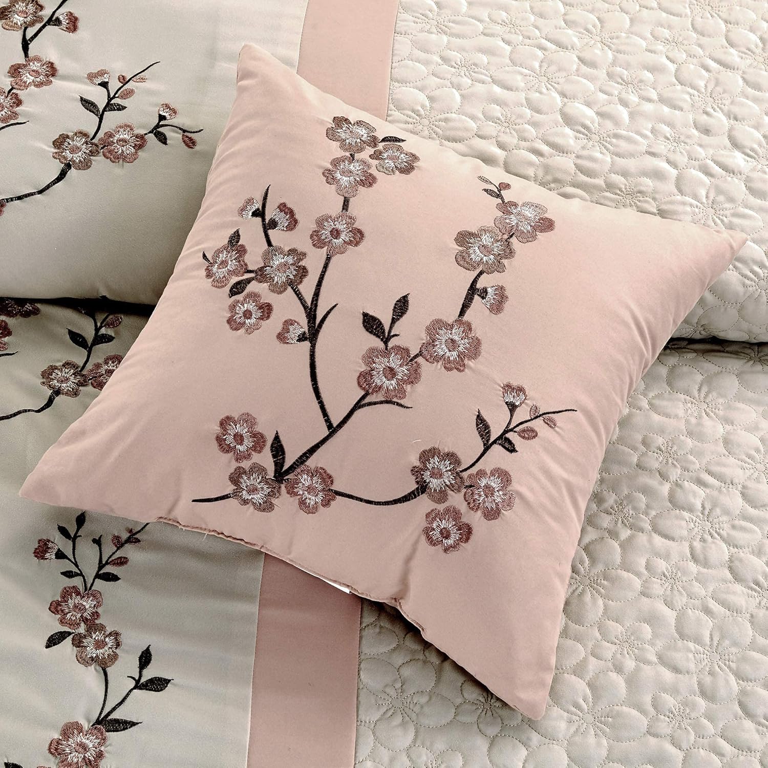 Chezmoi Collection Linnea - Set di biancheria da letto king size da 7 pezzi - immagine 6