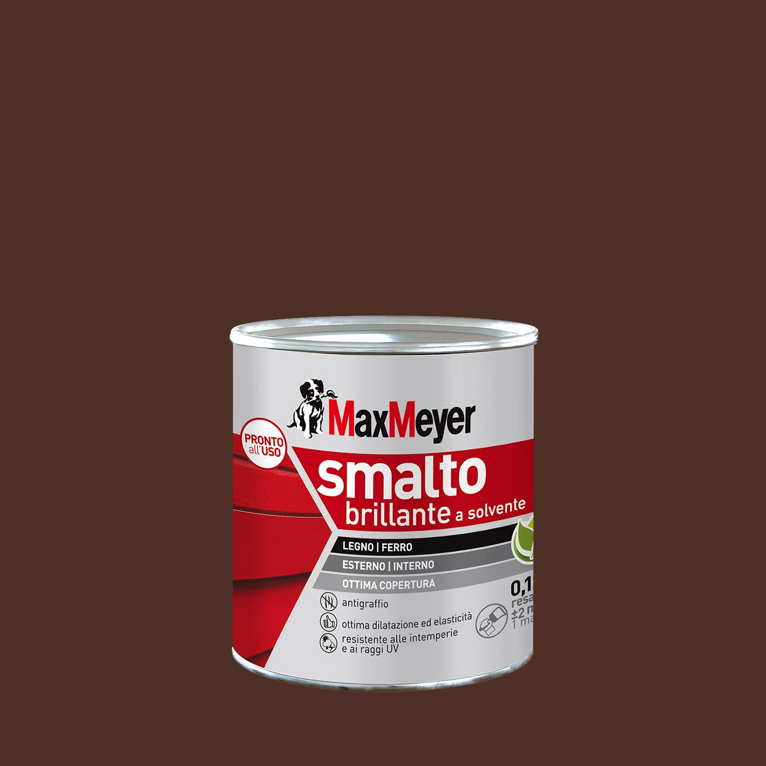 MAXMEYER Smalto a solvente per ferro e legno brillante MARRONE R8016 0,125 L