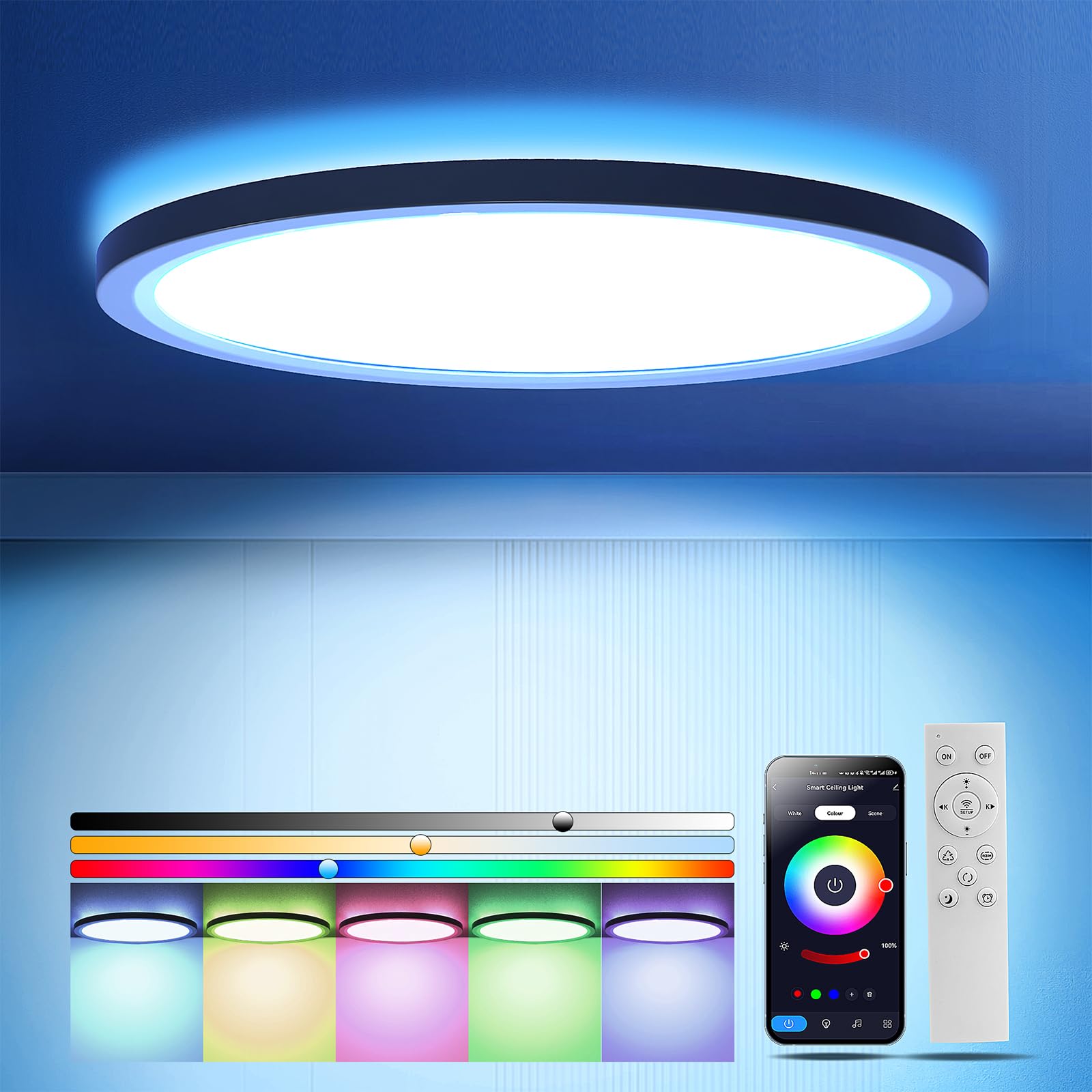 Plafoniera LED Soffitto RGB Dimmerabile 36W Rotonda Ø30CM