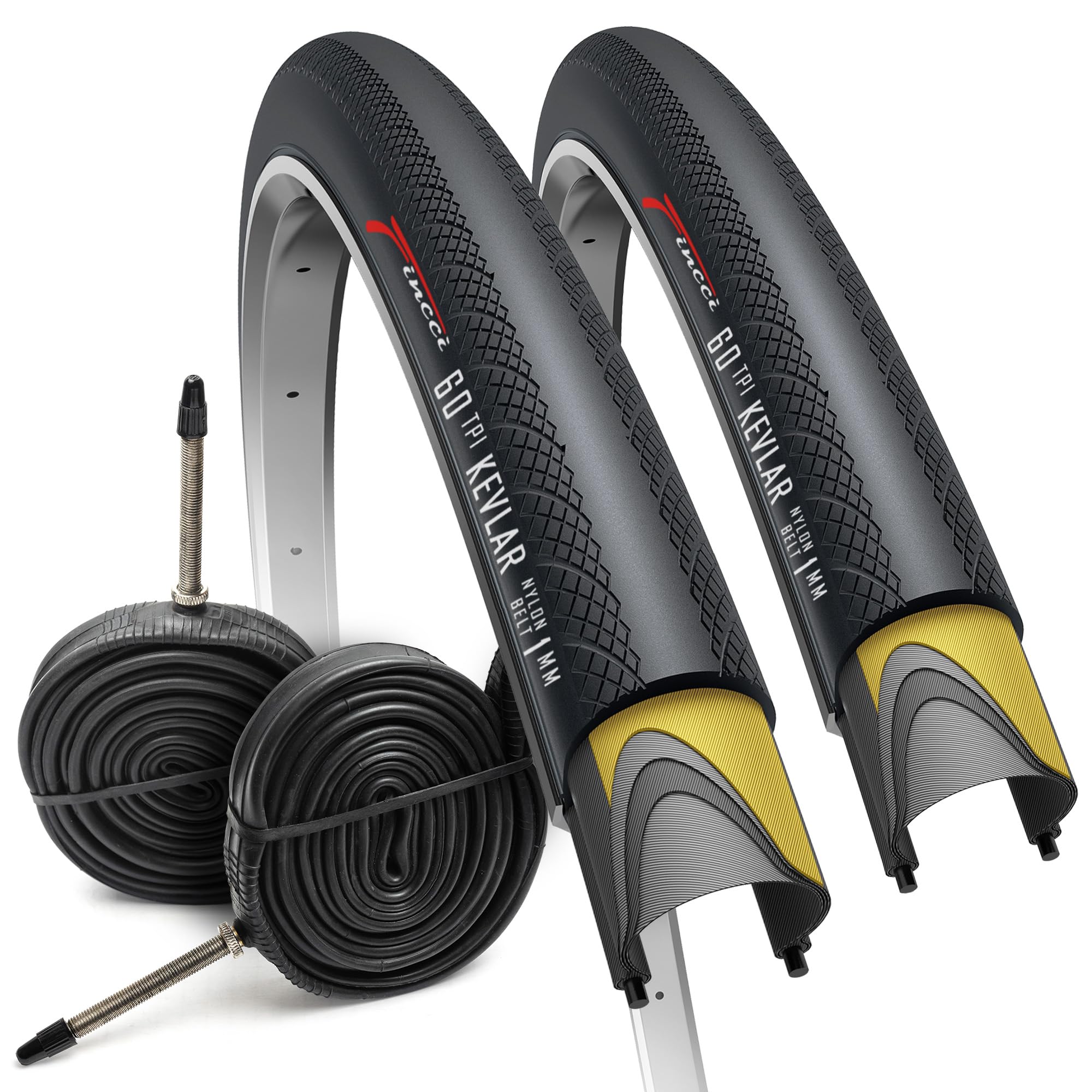 Fincci Kit 2 Copertoni Bici Corsa 700x28c e 2 Camere d'aria