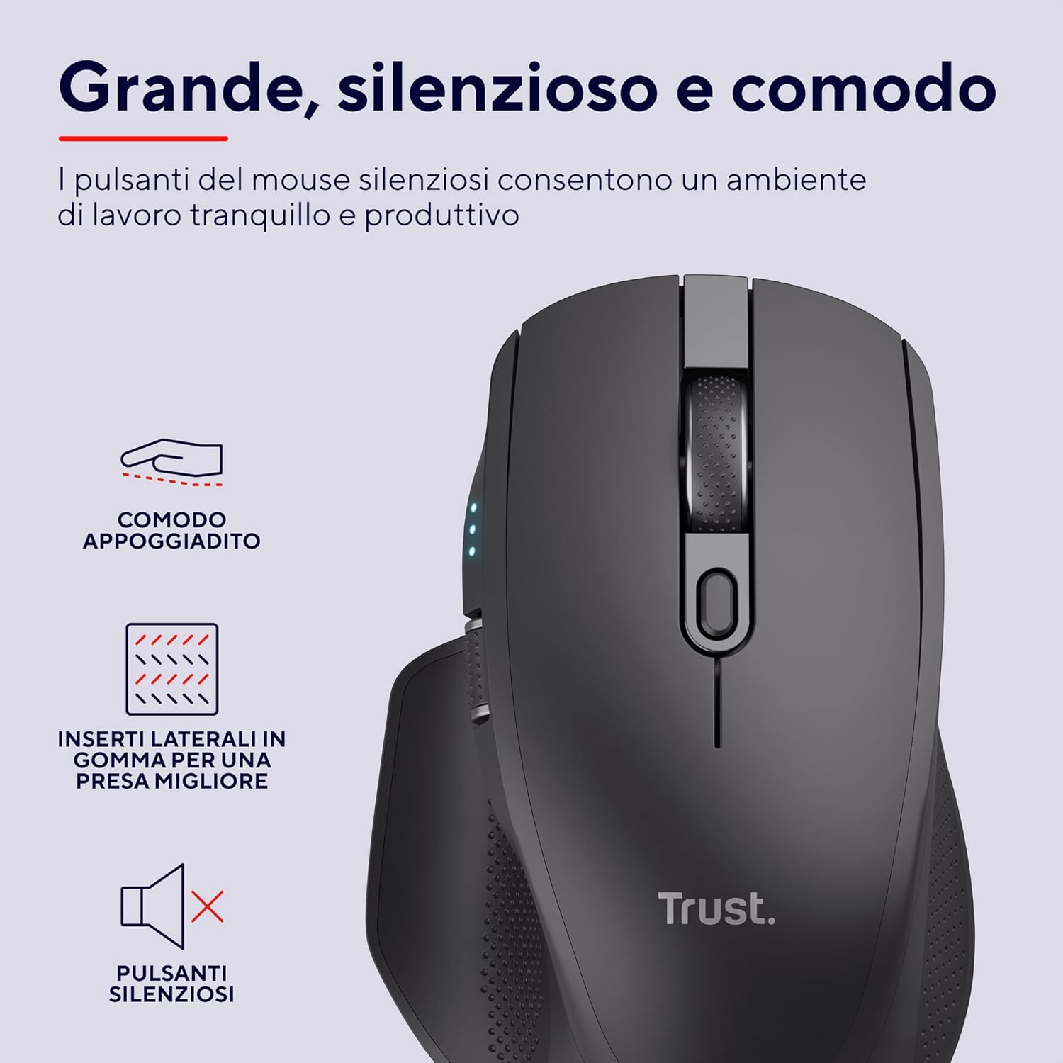 Trust Ozaa+ Mouse Wireless Bluetooth + 2.4GHz, Nero - immagine 3