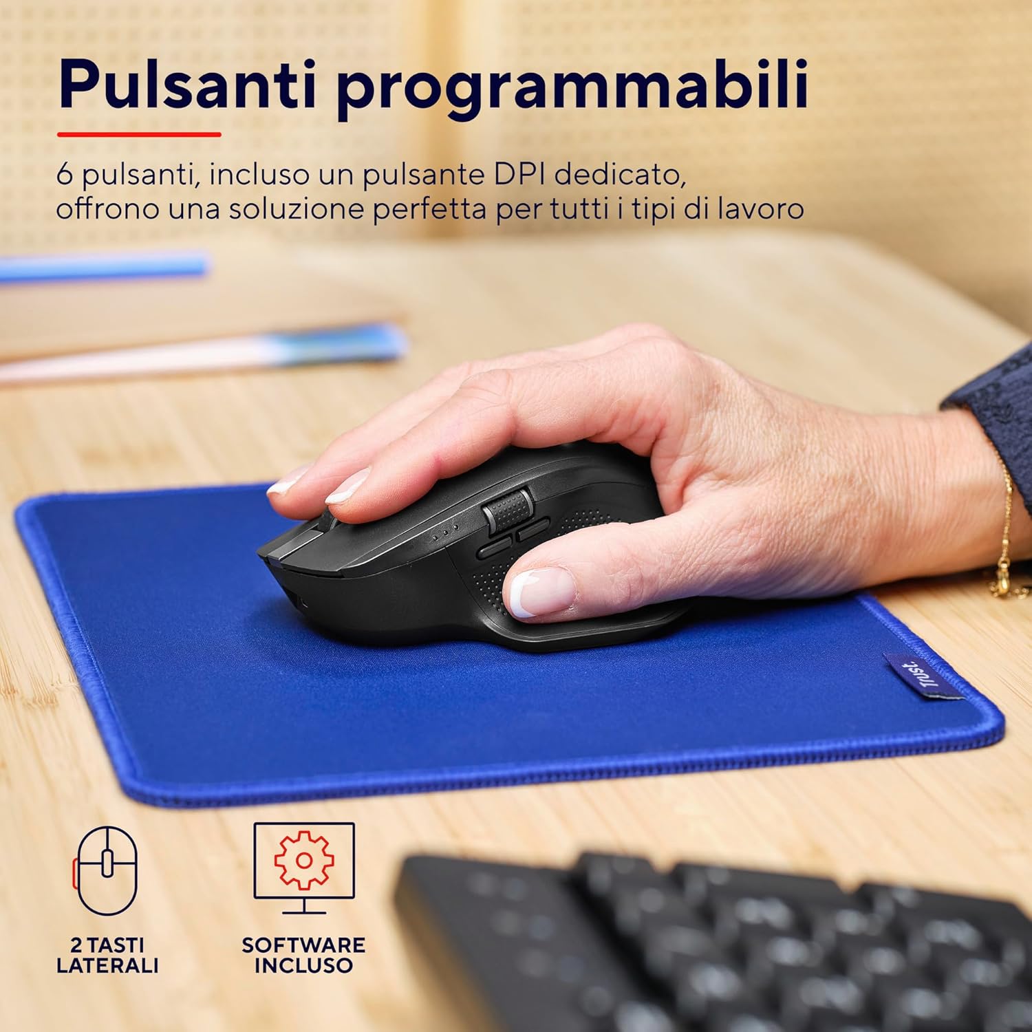 Trust Ozaa+ Mouse Wireless Bluetooth + 2.4GHz, Nero - immagine 7