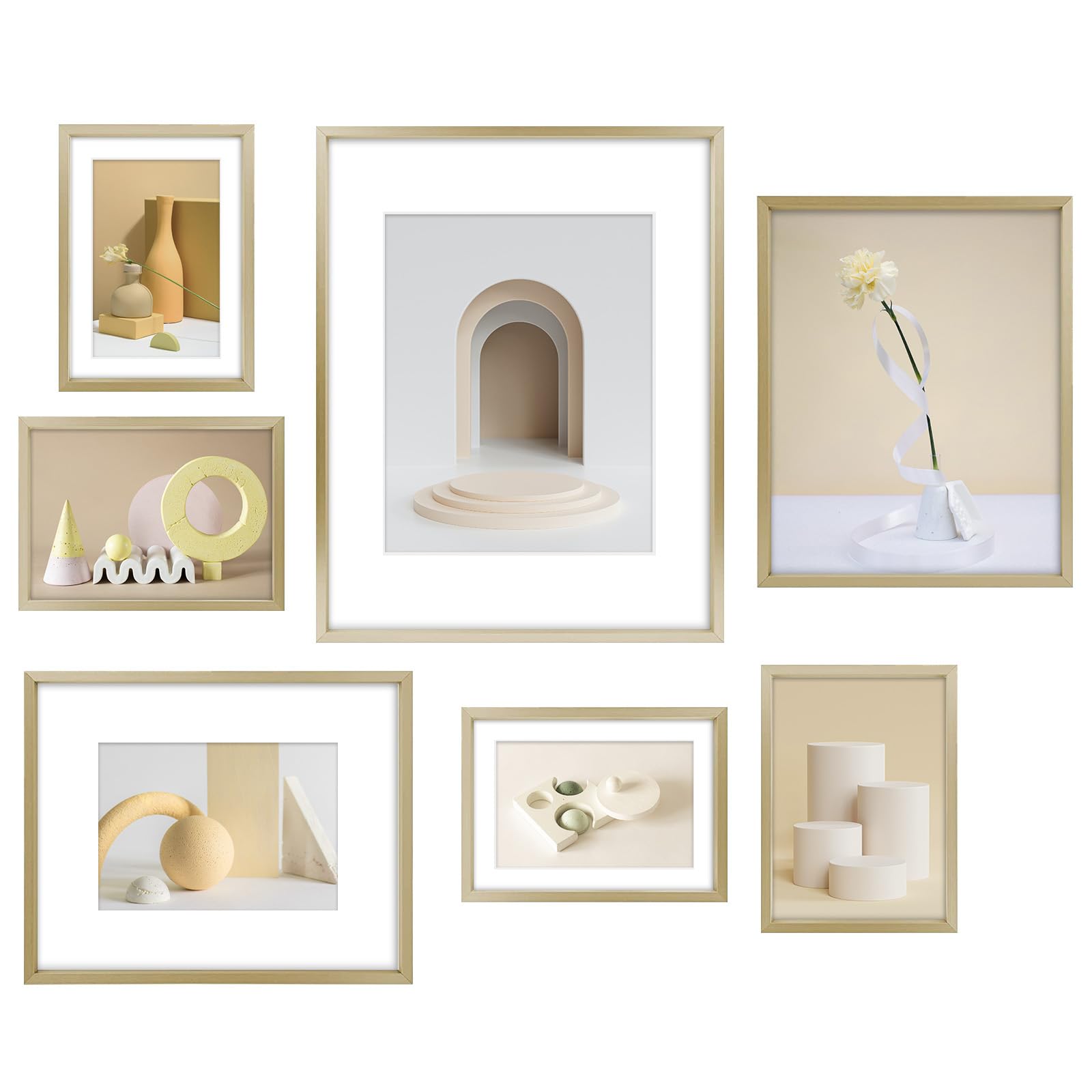 Frametory - Set di 7 Cornici in Alluminio, Oro