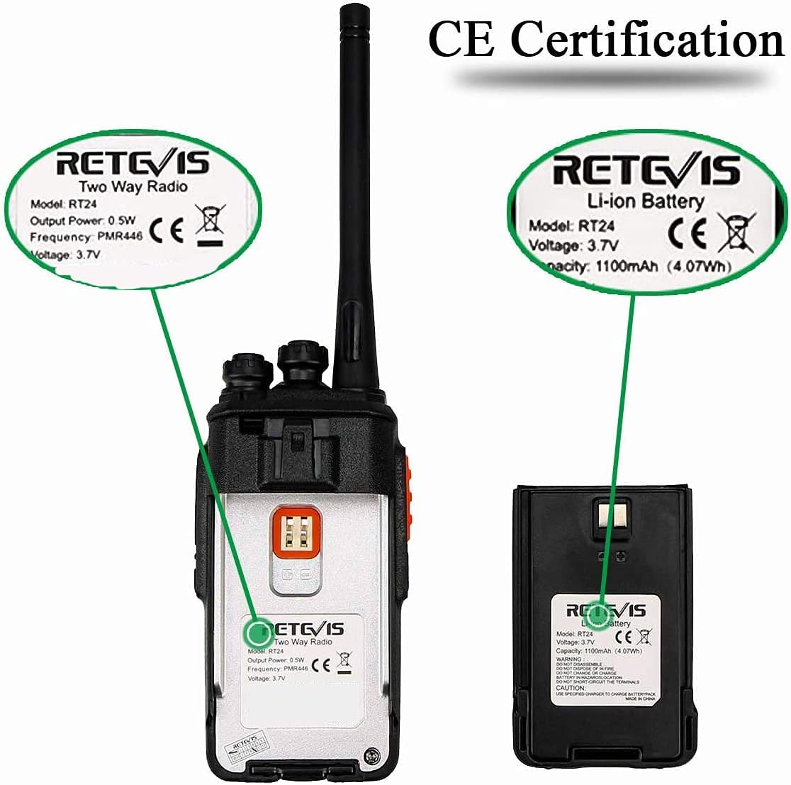 Retevis RT24 - Walkie-Talkie Professionali PMR446 (4 Pezzi) - immagine 5