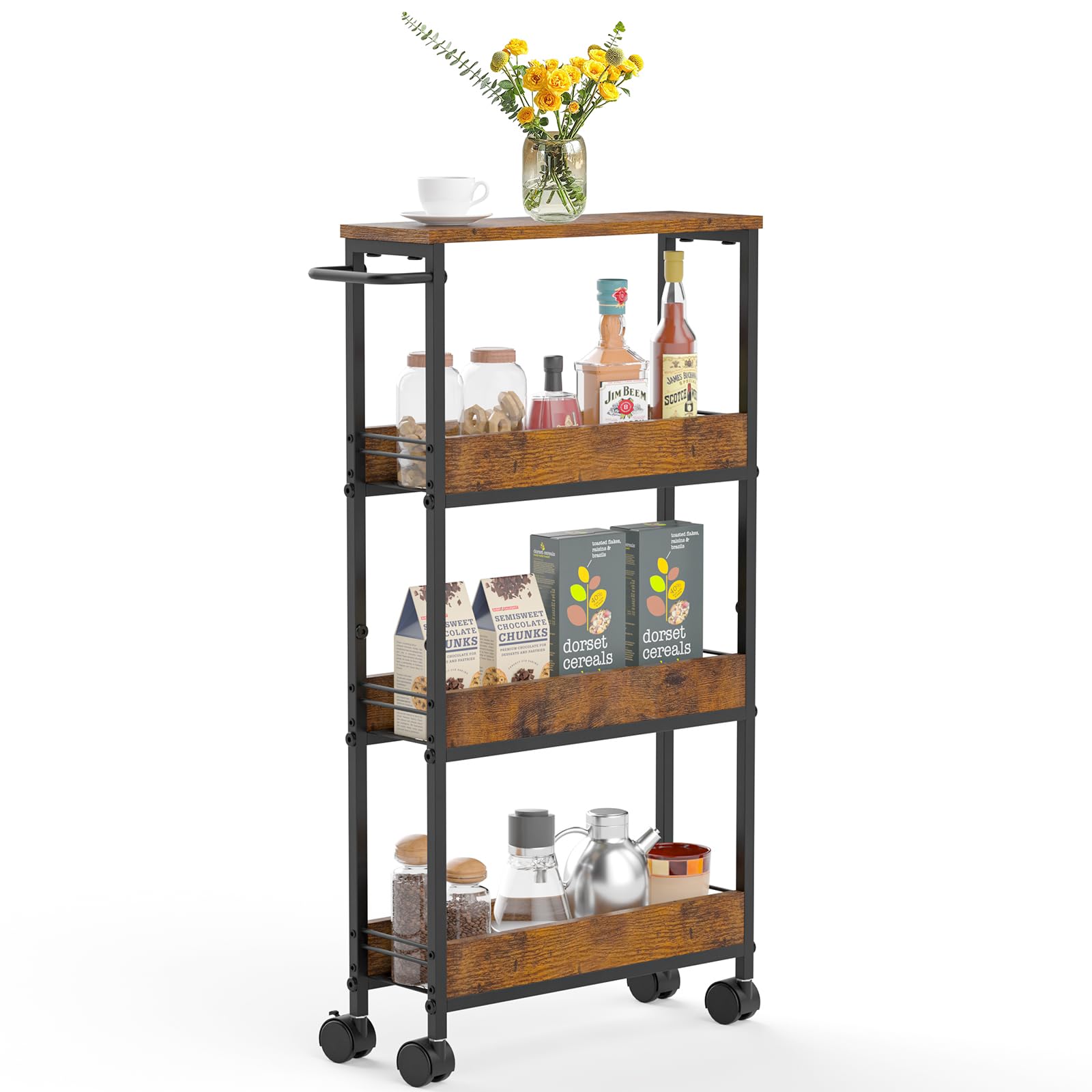 Suhu Carrello Stretto a 4 Ripiani 40x13x78cm