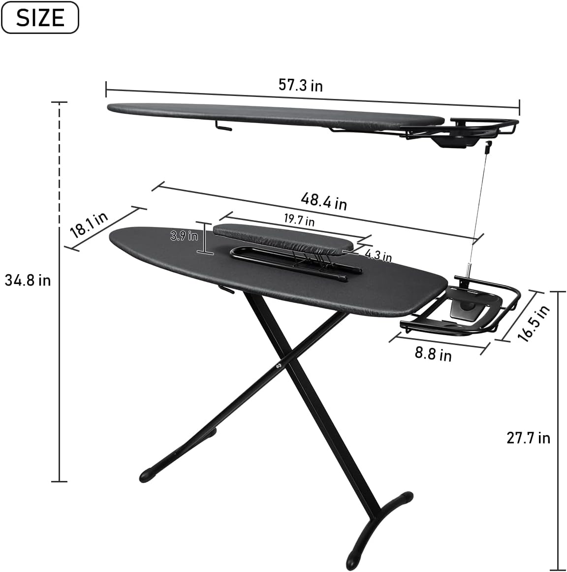Duwee Tavolo da Stiro Deluxe Extra Large 46x123 cm - immagine 2