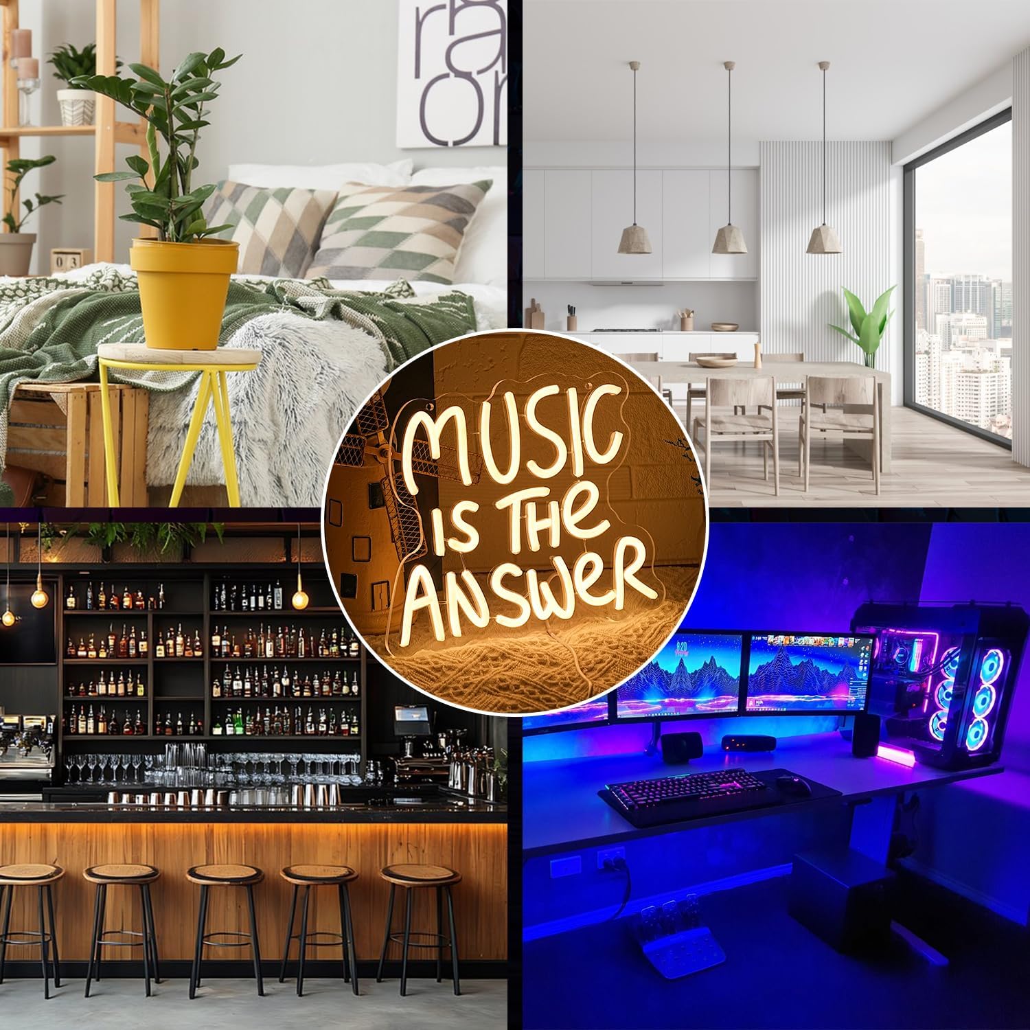 Insegna Neon "La Musica è la Risposta" per Decorazione Parete - immagine 5