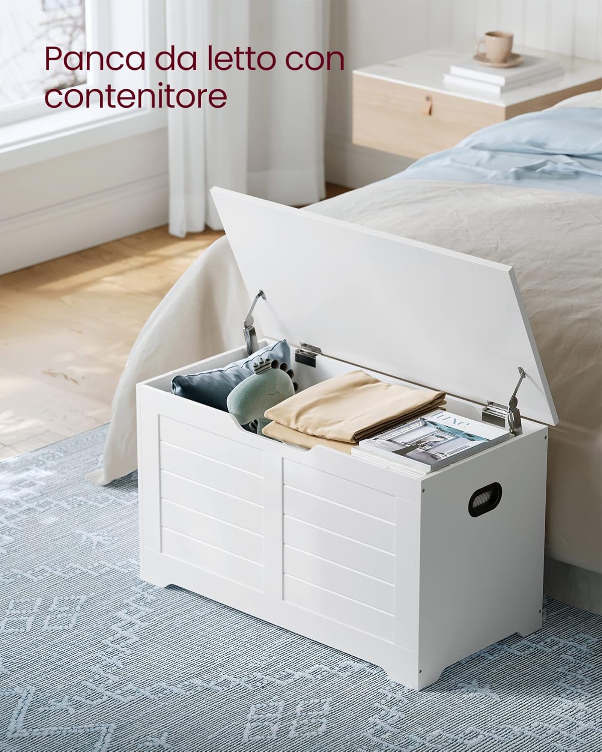 Vasagle Cassapanca Portaoggetti 40x80x46cm, Bianco Nuvola - immagine 3