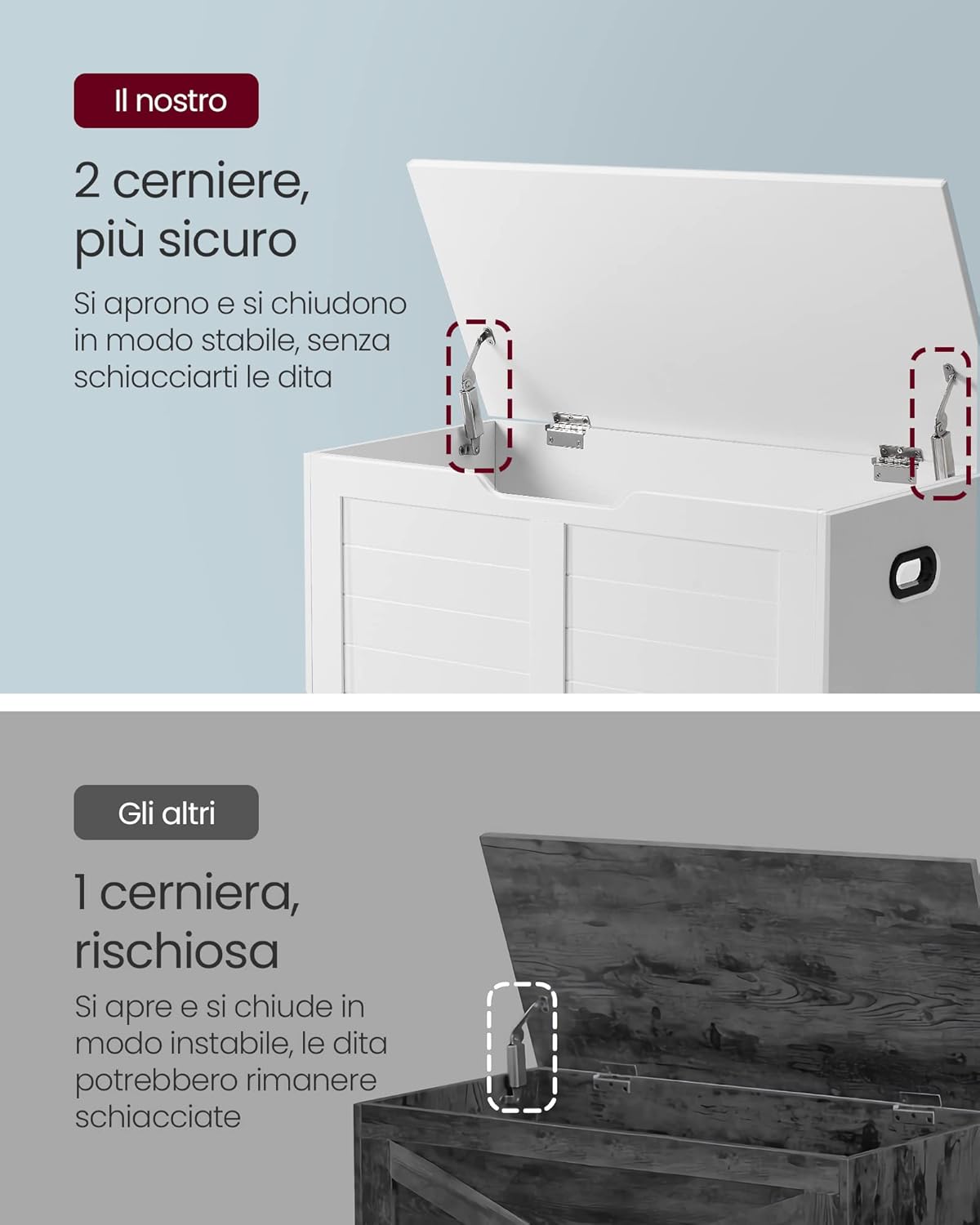 Vasagle Cassapanca Portaoggetti 40x80x46cm, Bianco Nuvola - immagine 5