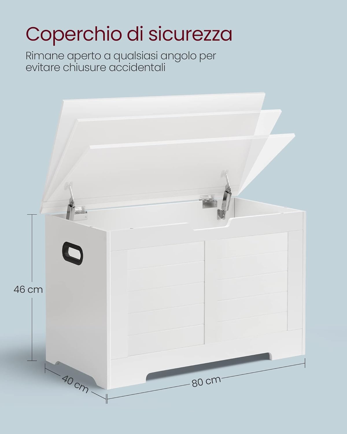 Vasagle Cassapanca Portaoggetti 40x80x46cm, Bianco Nuvola - immagine 7
