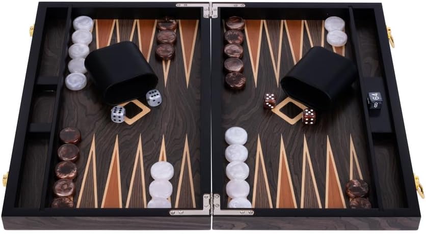 Engelhart Backgammon Deluxe 15 Pollici, Marrone - immagine 2