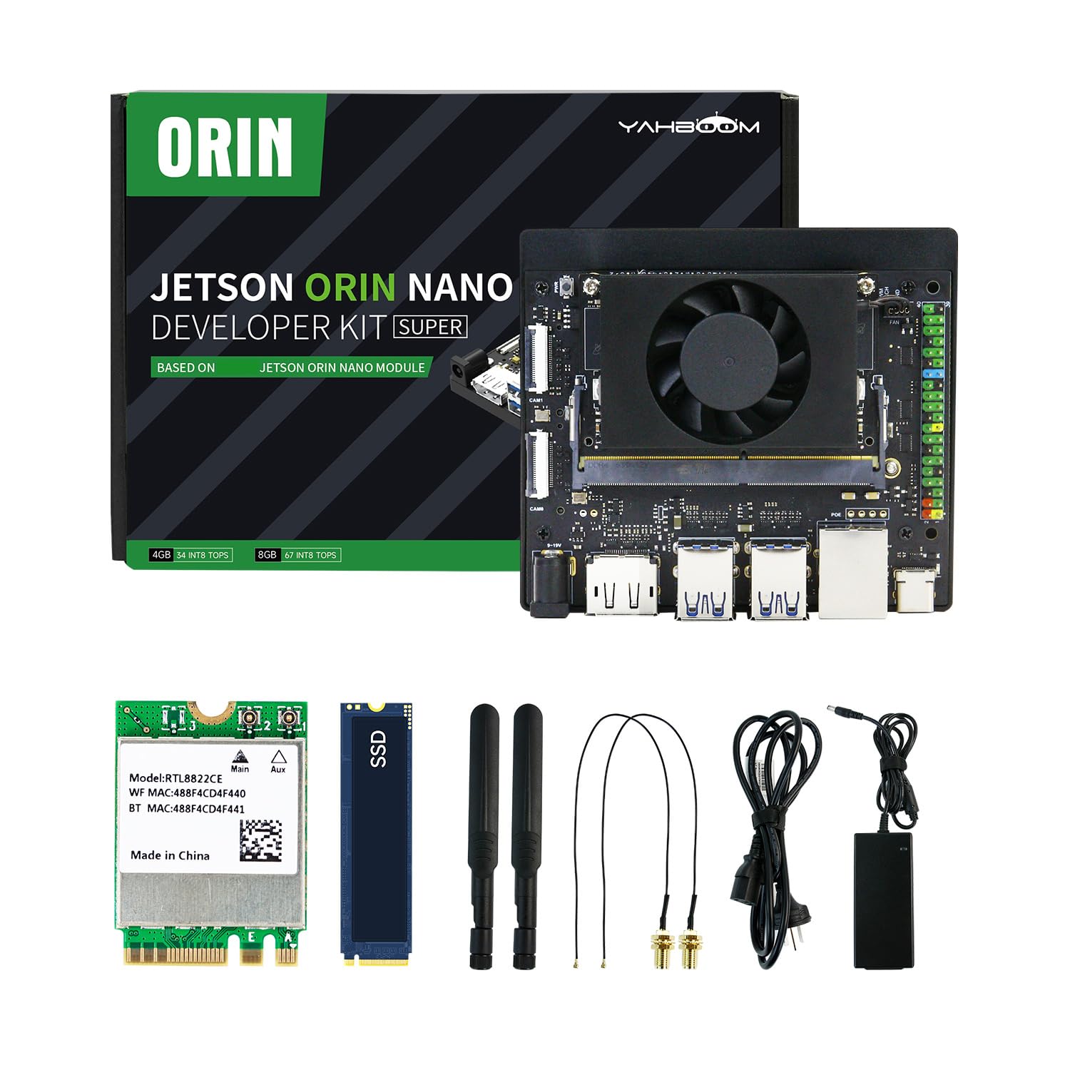 Yahboom JETSON ORIN NANO Kit di Sviluppo 128G SSD Sistema Ubuntu (Orin Nano 8GB Dev kit)
