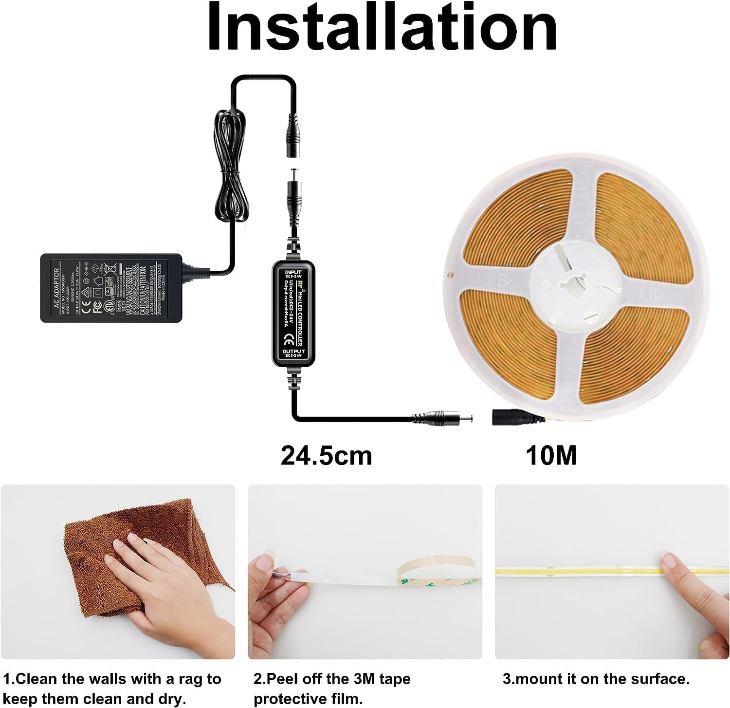 Berixdeep Striscia LED COB 10 Metri Bianco Caldo - immagine 4