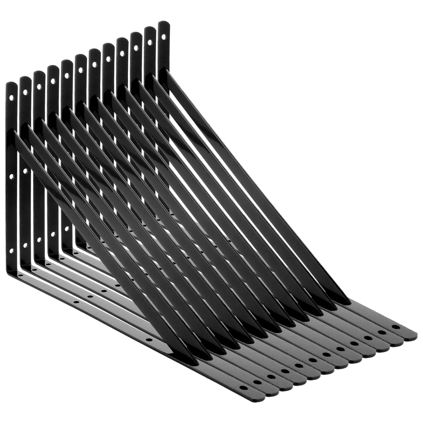 12 Supporti per Scaffali 400x250 mm, Nero