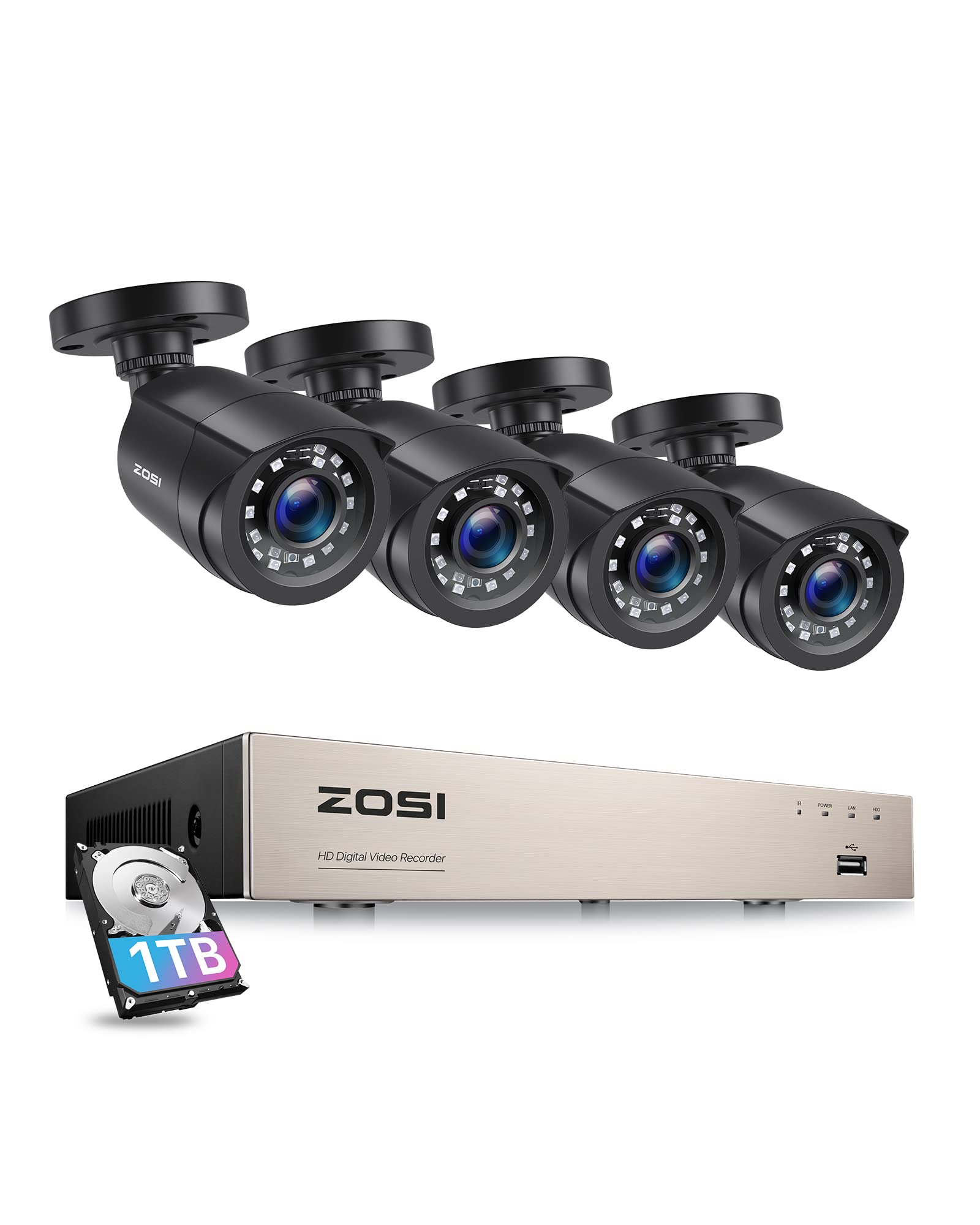 Zosi Kit Telecamere Videosorveglianza Cablato 8CH H.265+ 1TB DVR