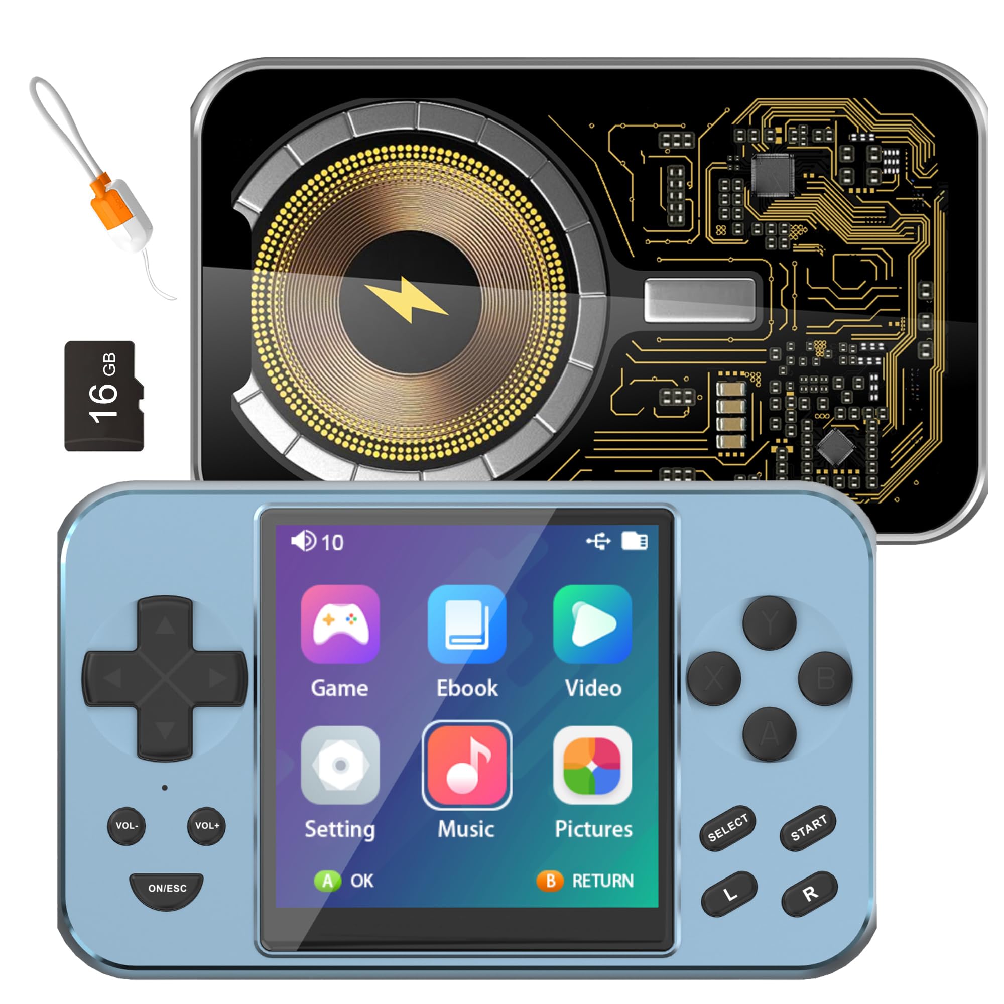 Console Retro Gaming Portatile 5000mAh 6000+ Giochi, Blu