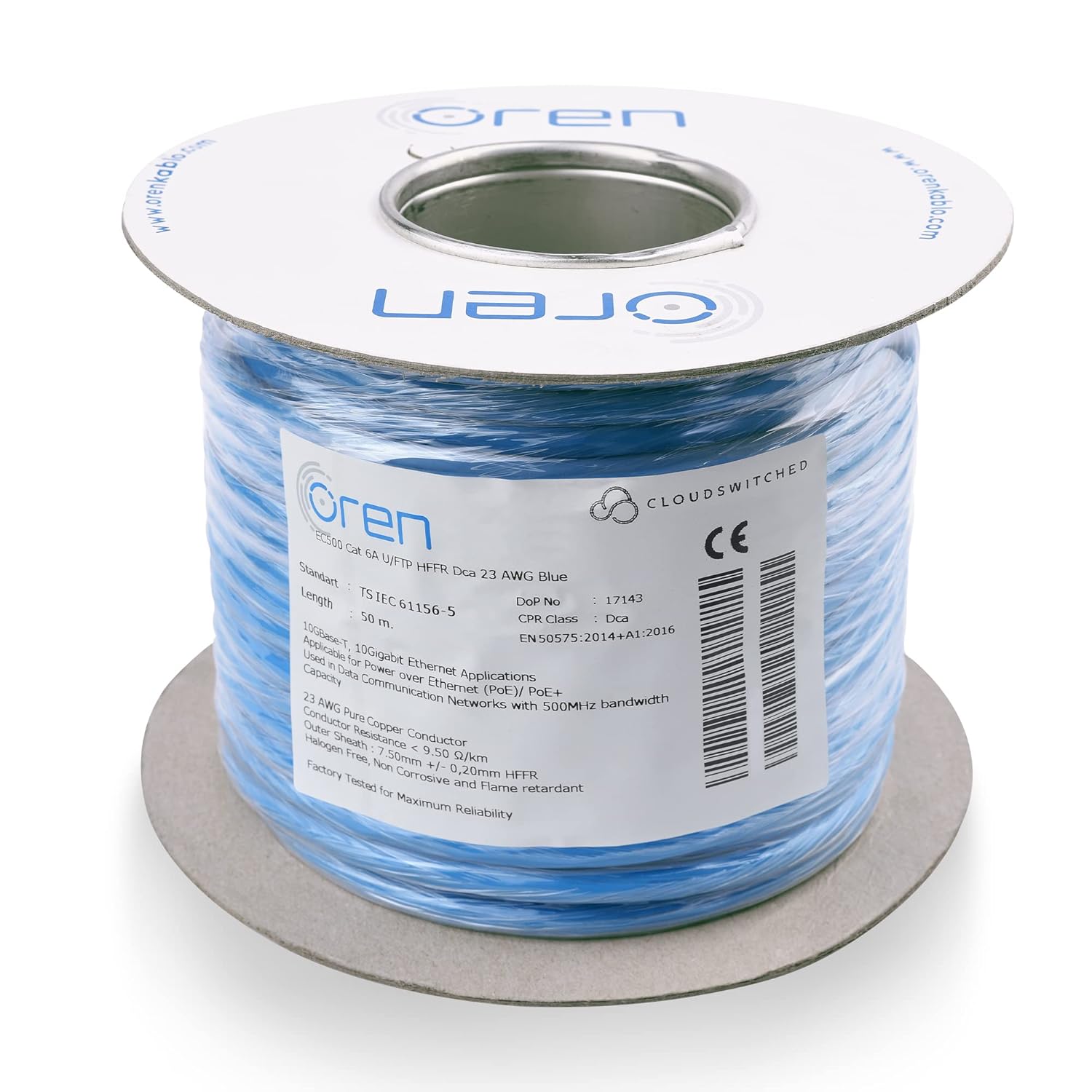 Oren CAT6A Cavo Ethernet 50m U/FTP 10GbE - immagine 1