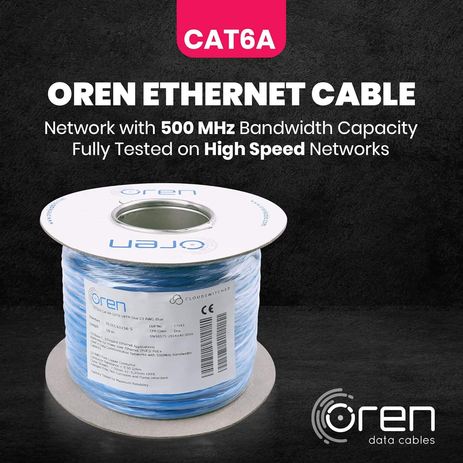 Oren CAT6A Cavo Ethernet 50m U/FTP 10GbE - immagine 4