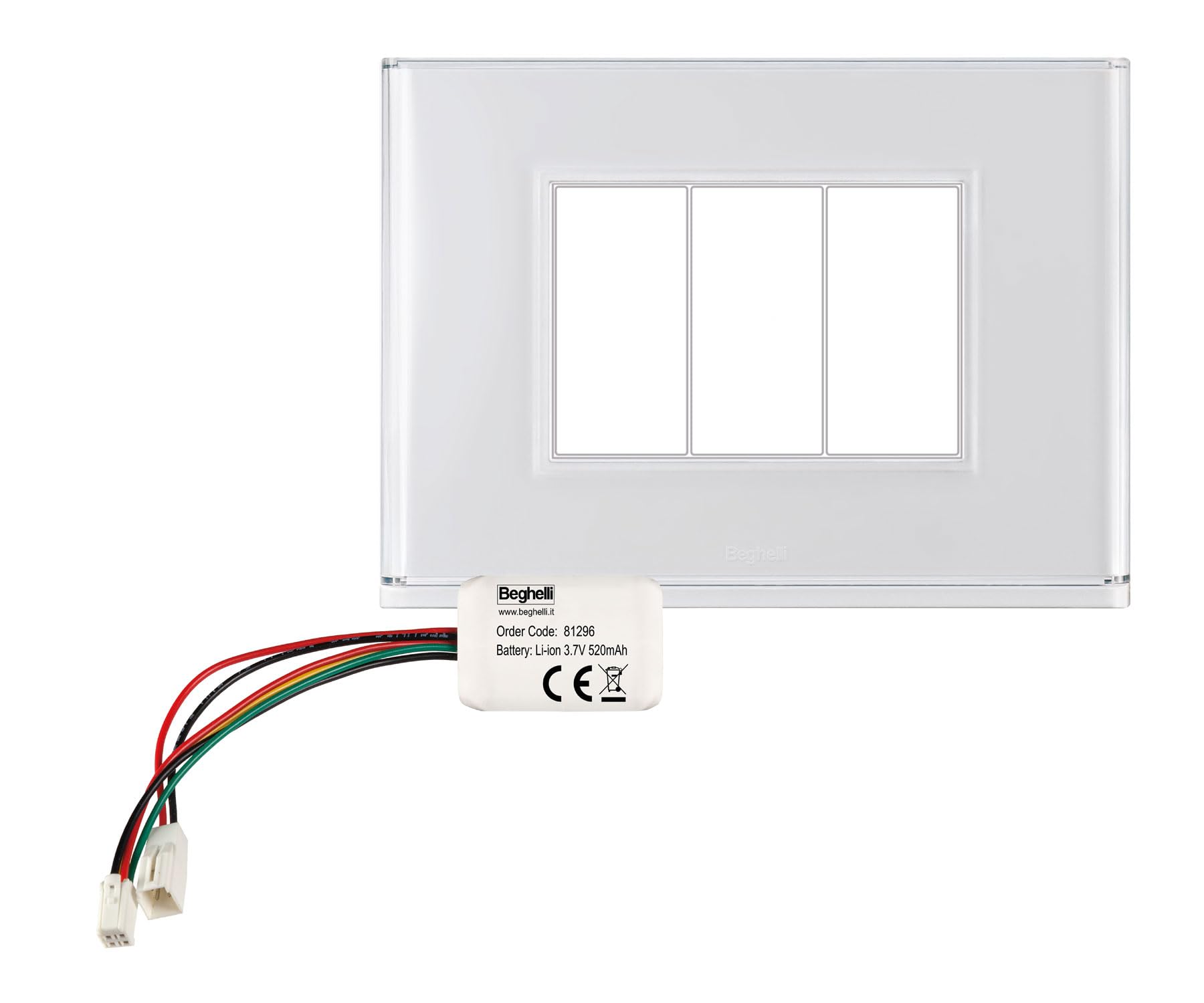 Beghelli Placca Interruttore Lite 3FR con Illuminazione