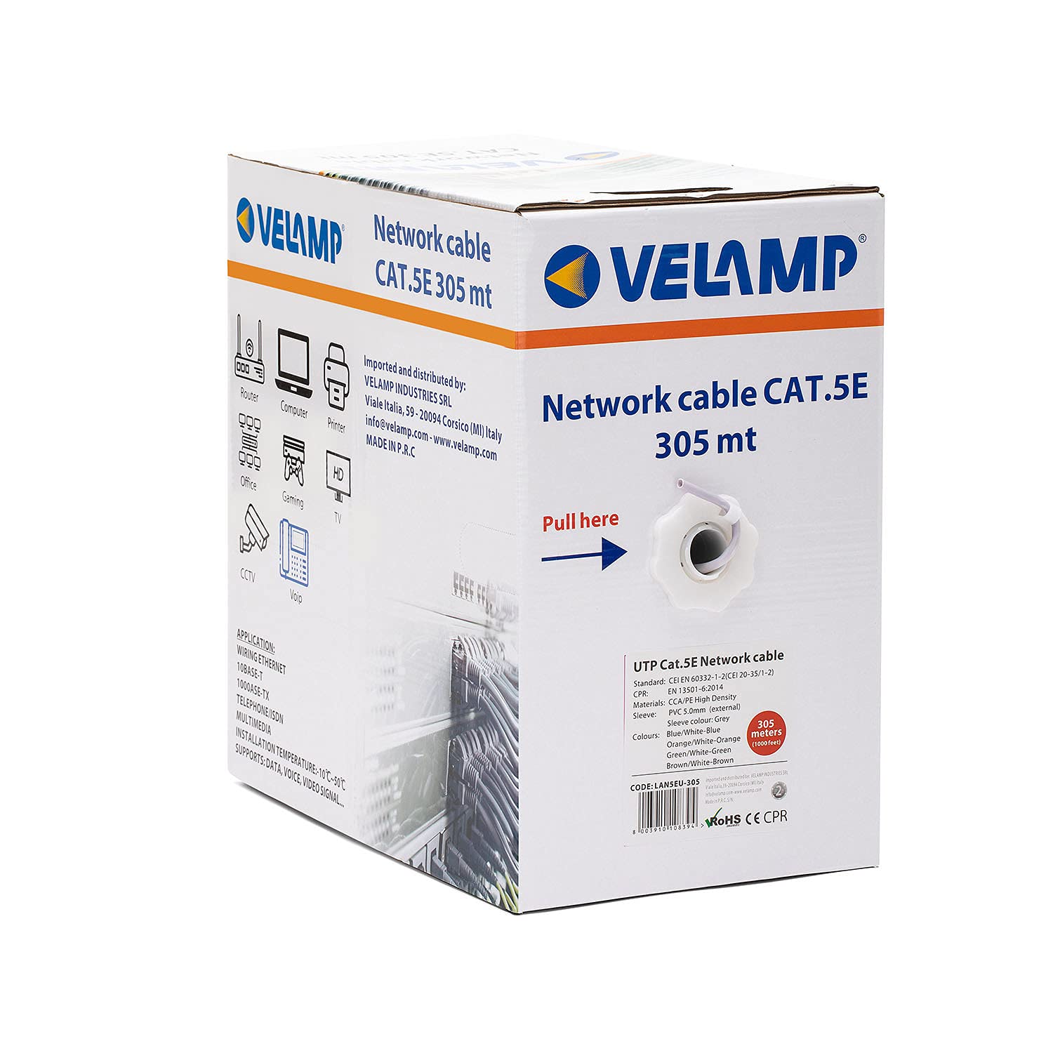 Velamp Cavo di Rete LAN Ethernet Cat 5e UTP 305 mt