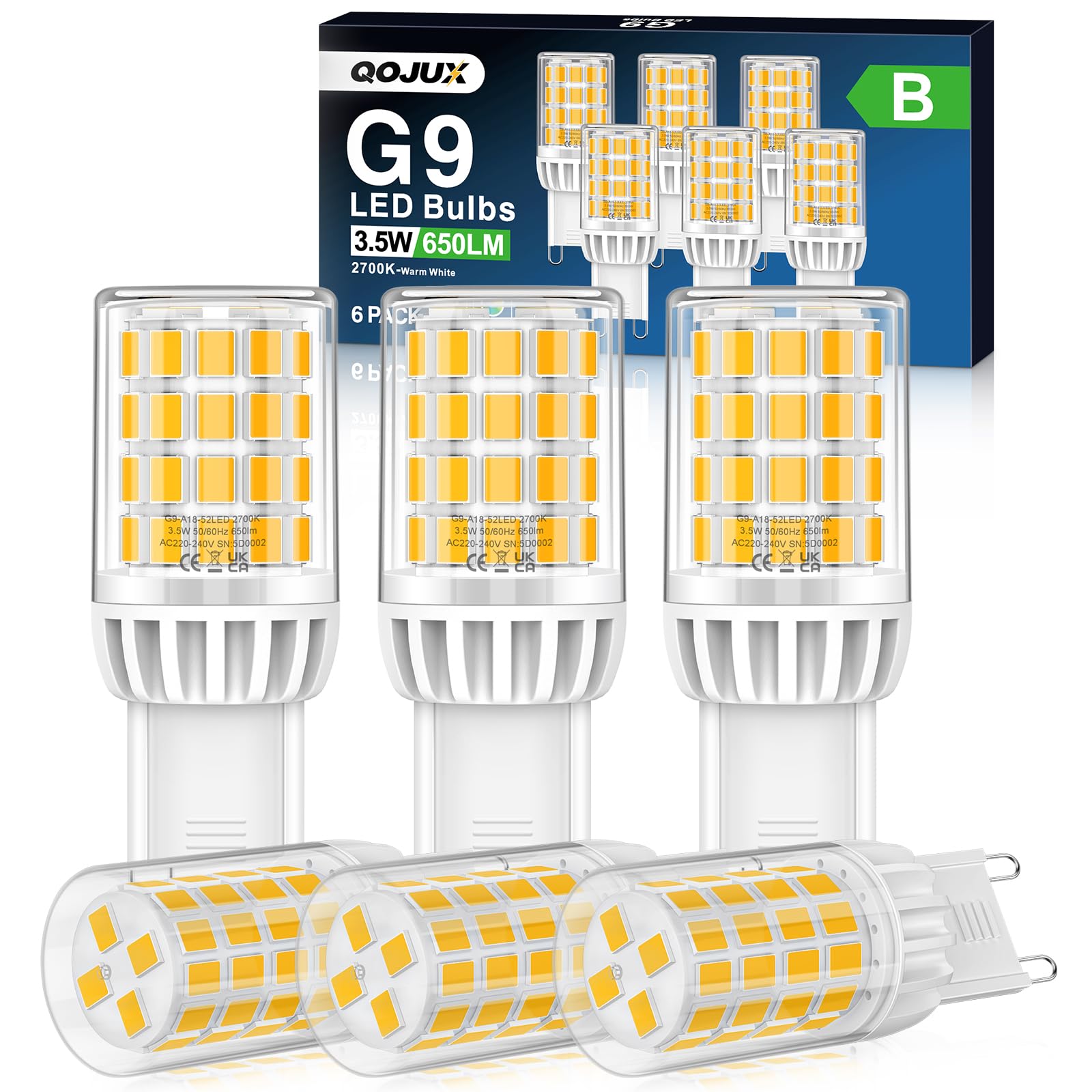 Lampadina G9 LED 3.5W 650LM Luce Calda, Confezione da 6