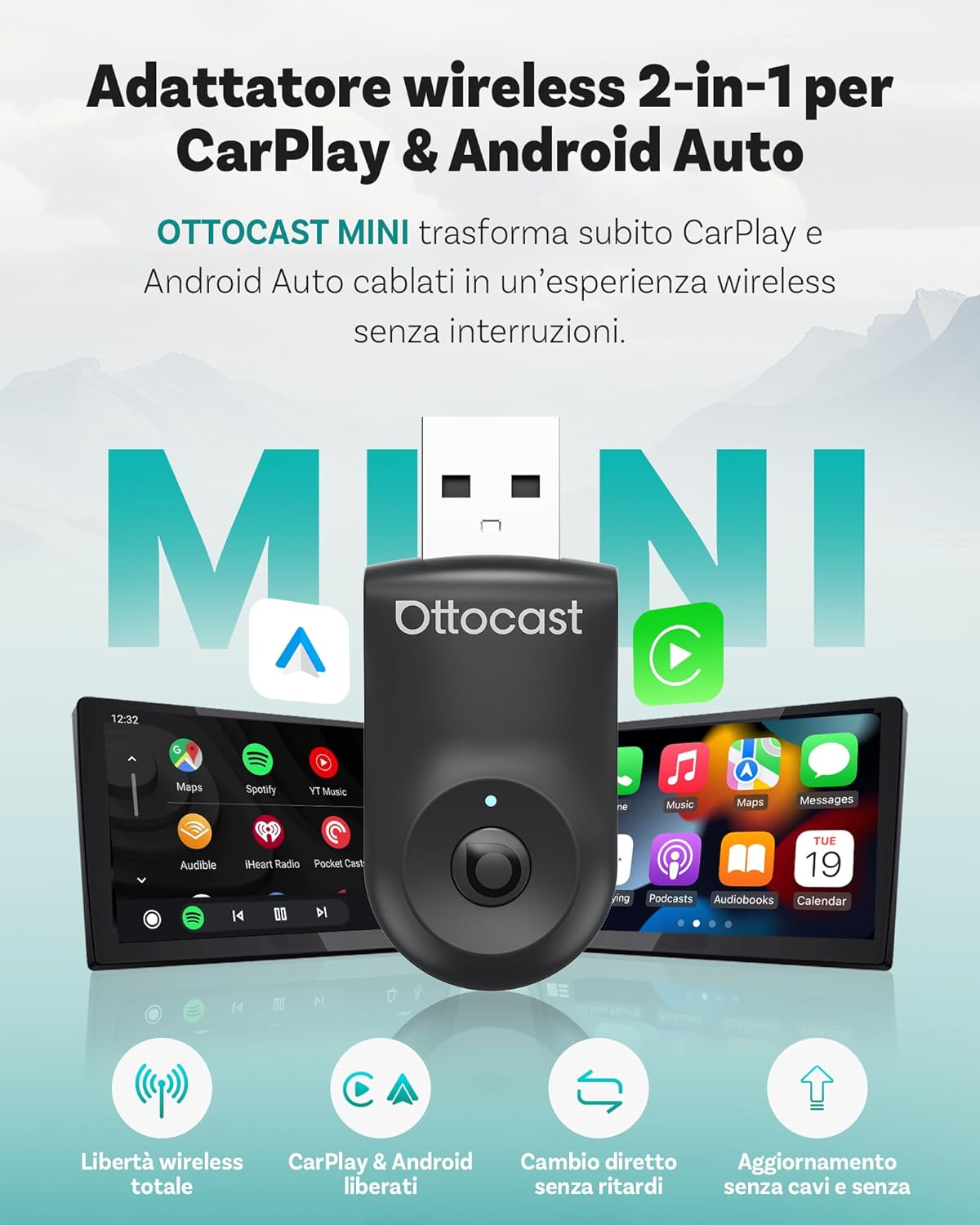 Ottocast Mini Flow - Adattatore CarPlay & Android Auto - immagine 2