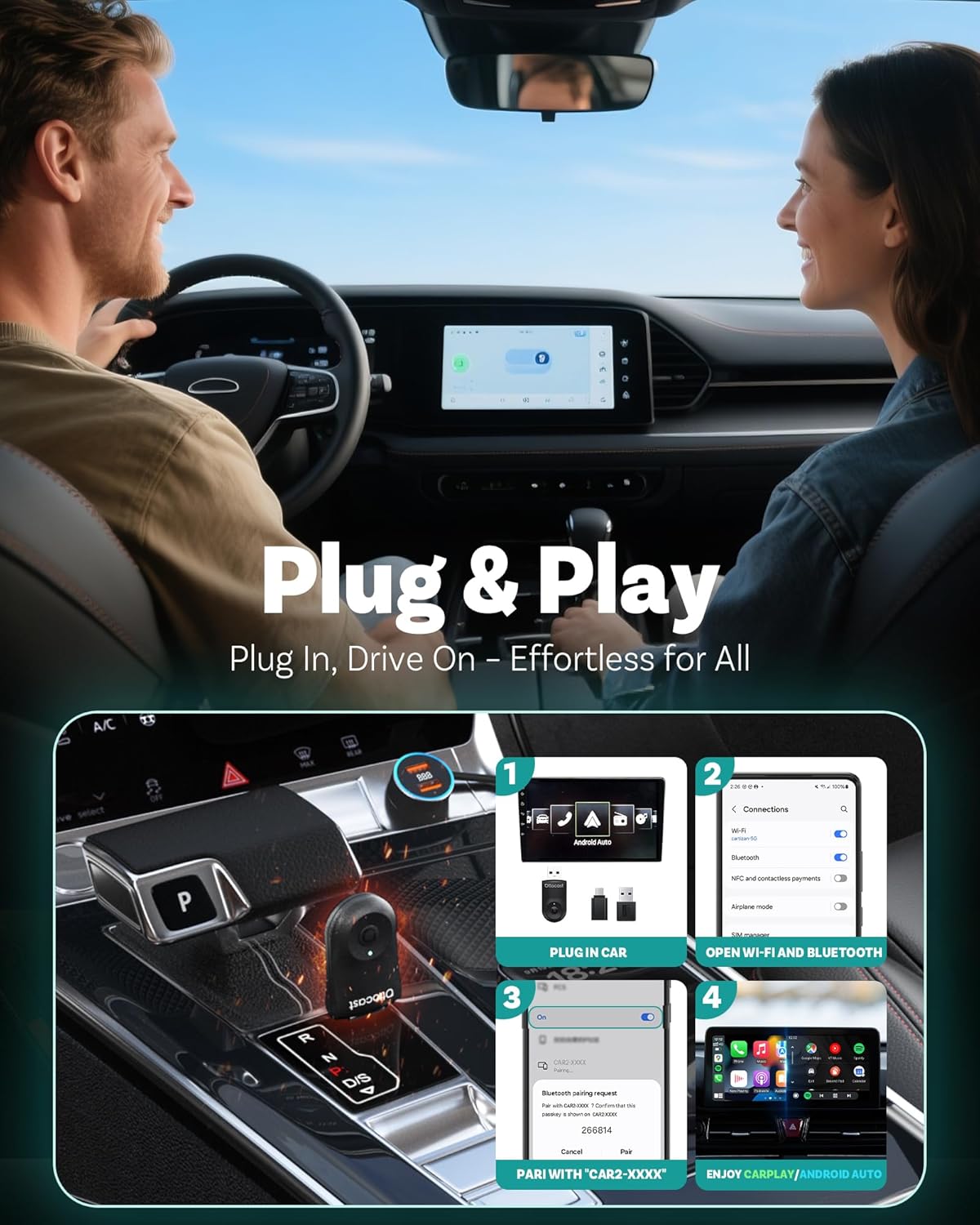 Ottocast Mini Flow - Adattatore CarPlay & Android Auto - immagine 3