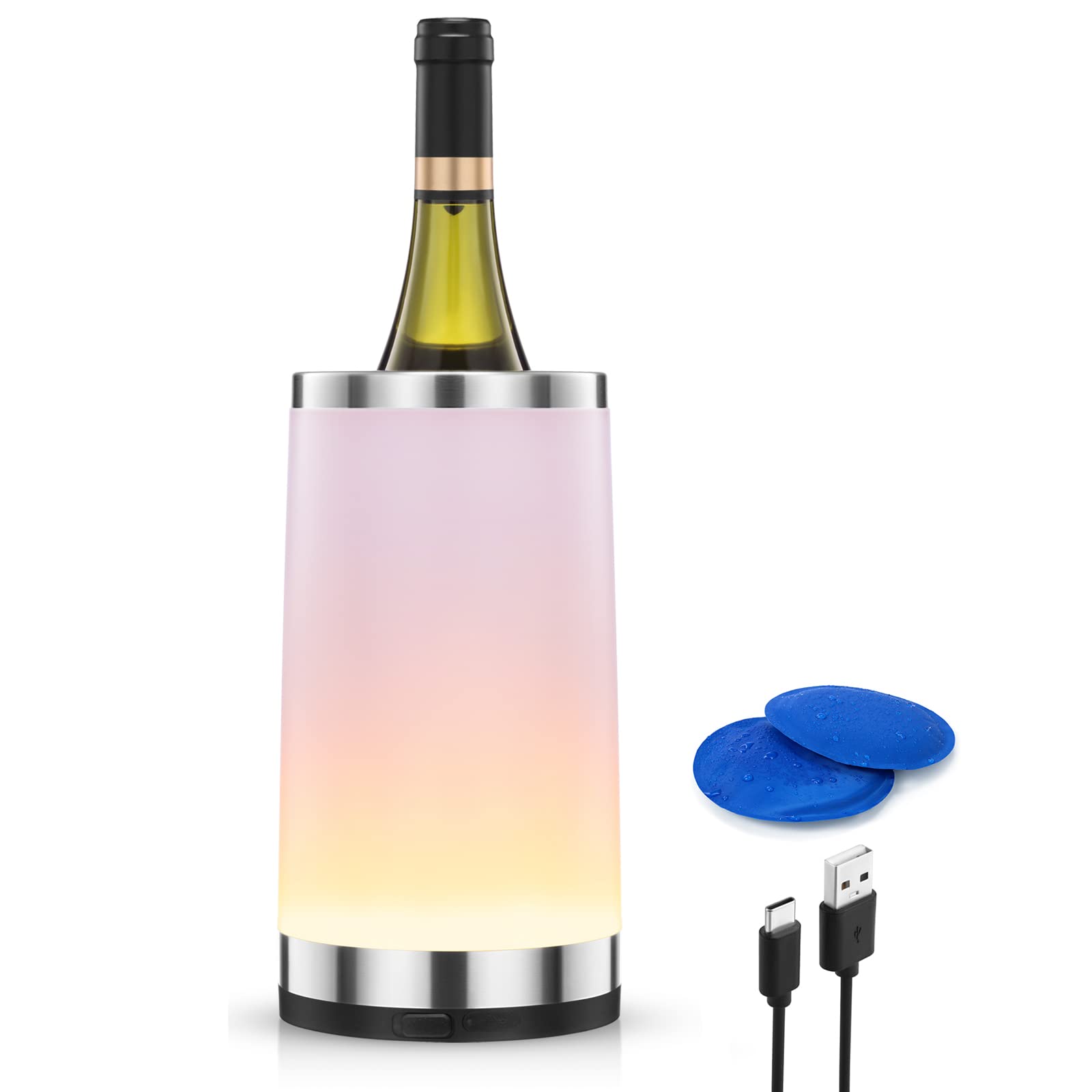 Elrigs Refrigeratore per Vino con Lampada Touch RGB Ricaricabile
