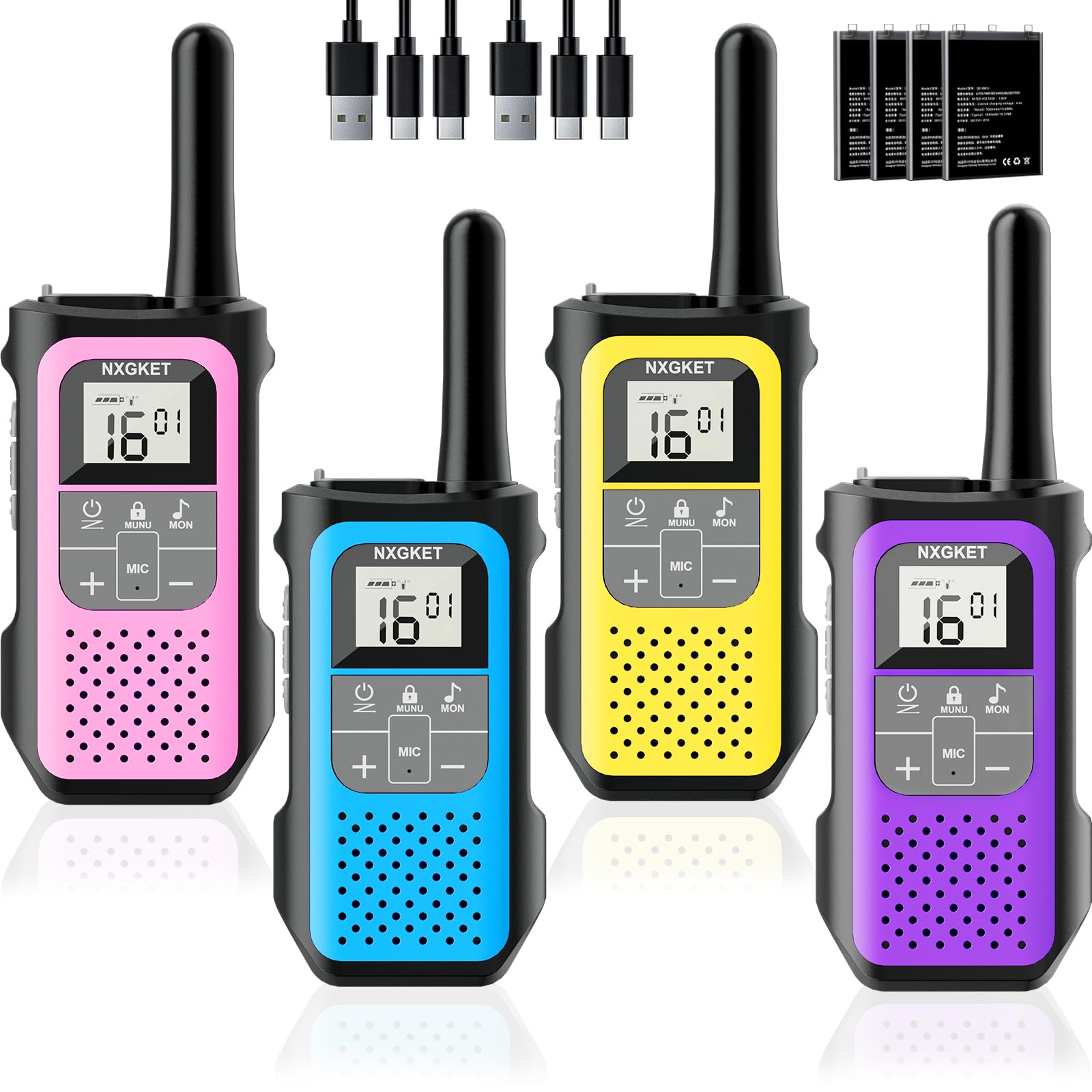 Nxgket Walkie Talkie Ricaricabile Lunga Portata (4 Pezzi)
