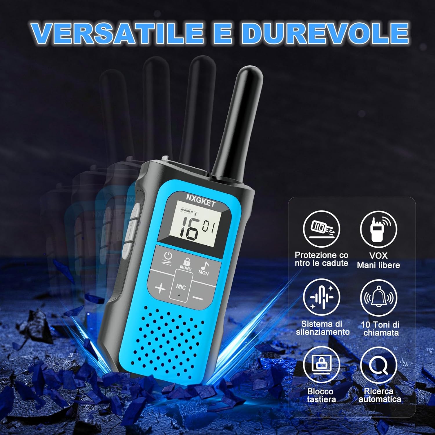 Nxgket Walkie Talkie Ricaricabile Lunga Portata (4 Pezzi) - immagine 2