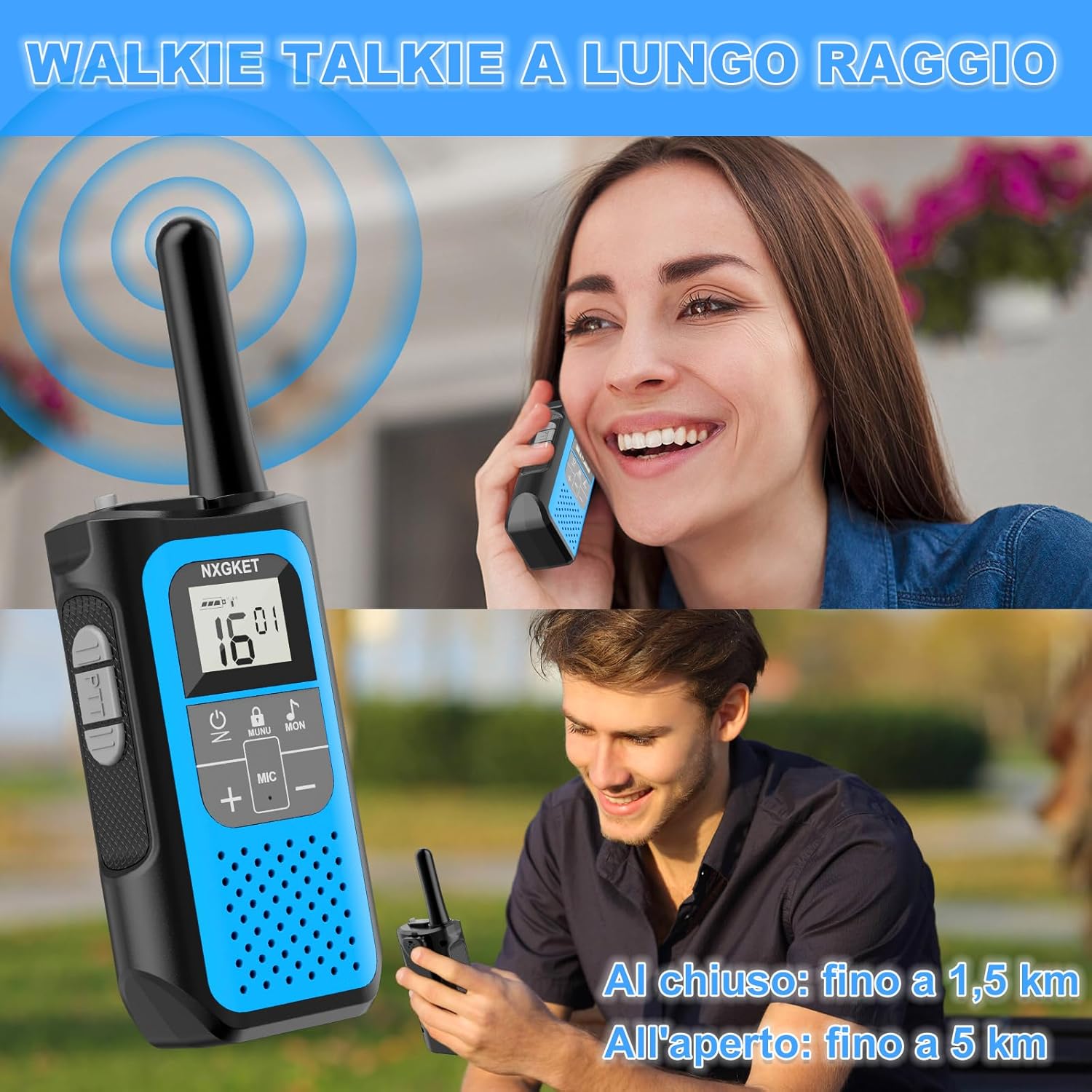 Nxgket Walkie Talkie Ricaricabile Lunga Portata (4 Pezzi) - immagine 5